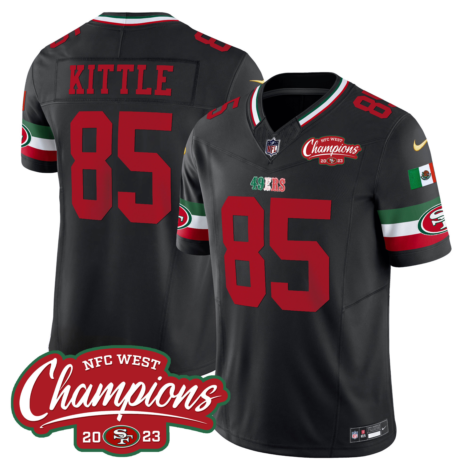 Men's 49ers Mexico 2023 NFC West Champions Patch Vapor Jersey - All Stitched - Image 25