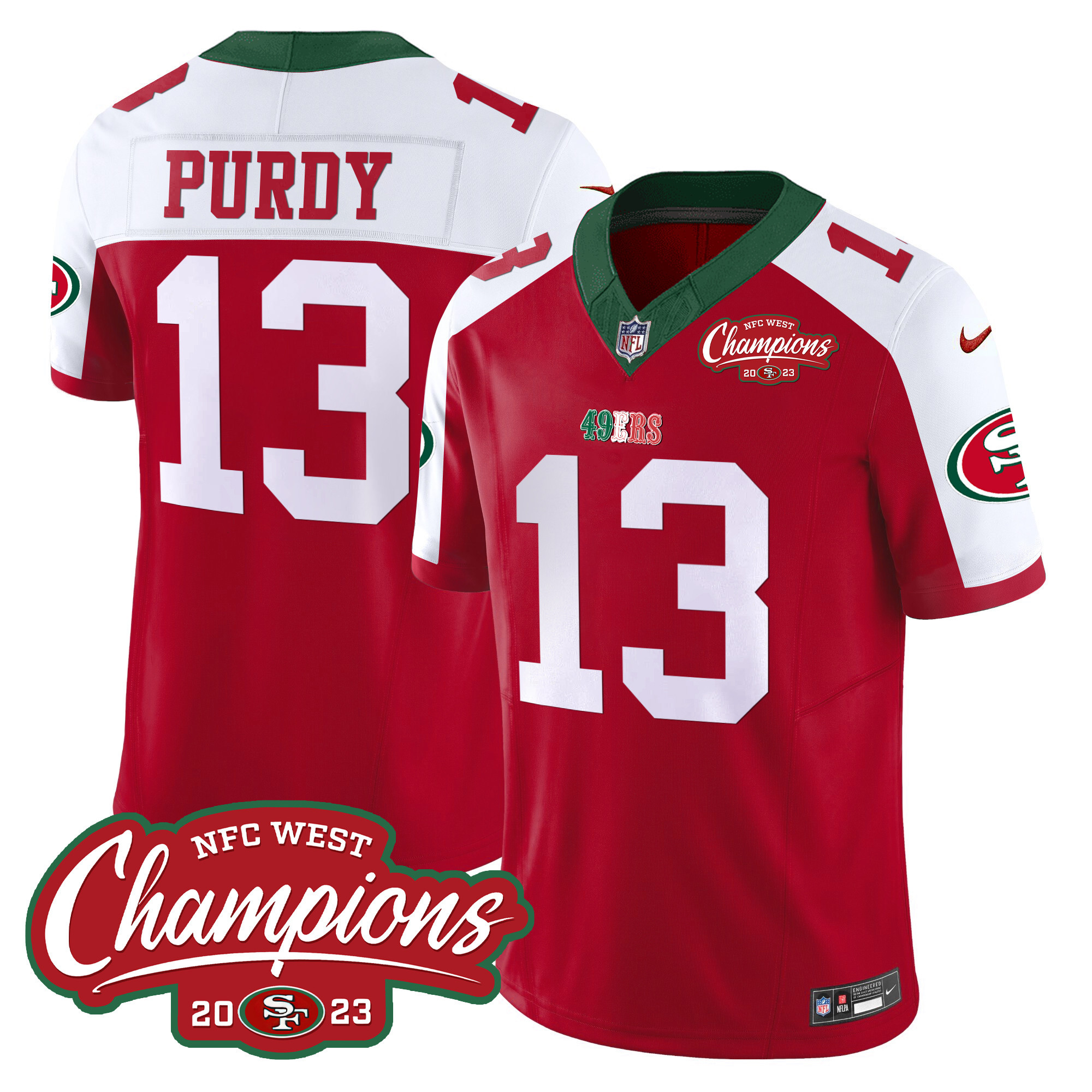 Men's 49ers Mexico 2023 NFC West Champions Patch Vapor Jersey - All Stitched - Image 44