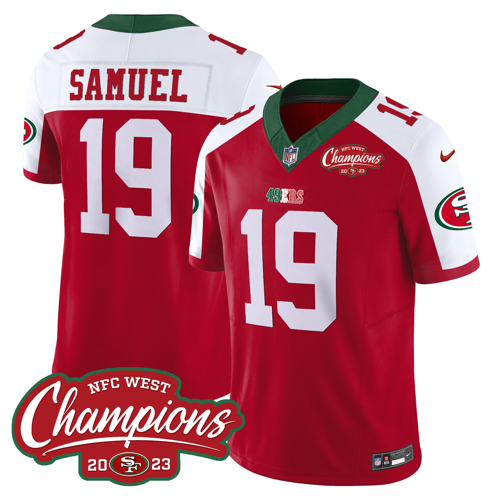 Men's 49ers Mexico 2023 NFC West Champions Patch Vapor Jersey - All Stitched - Image 43