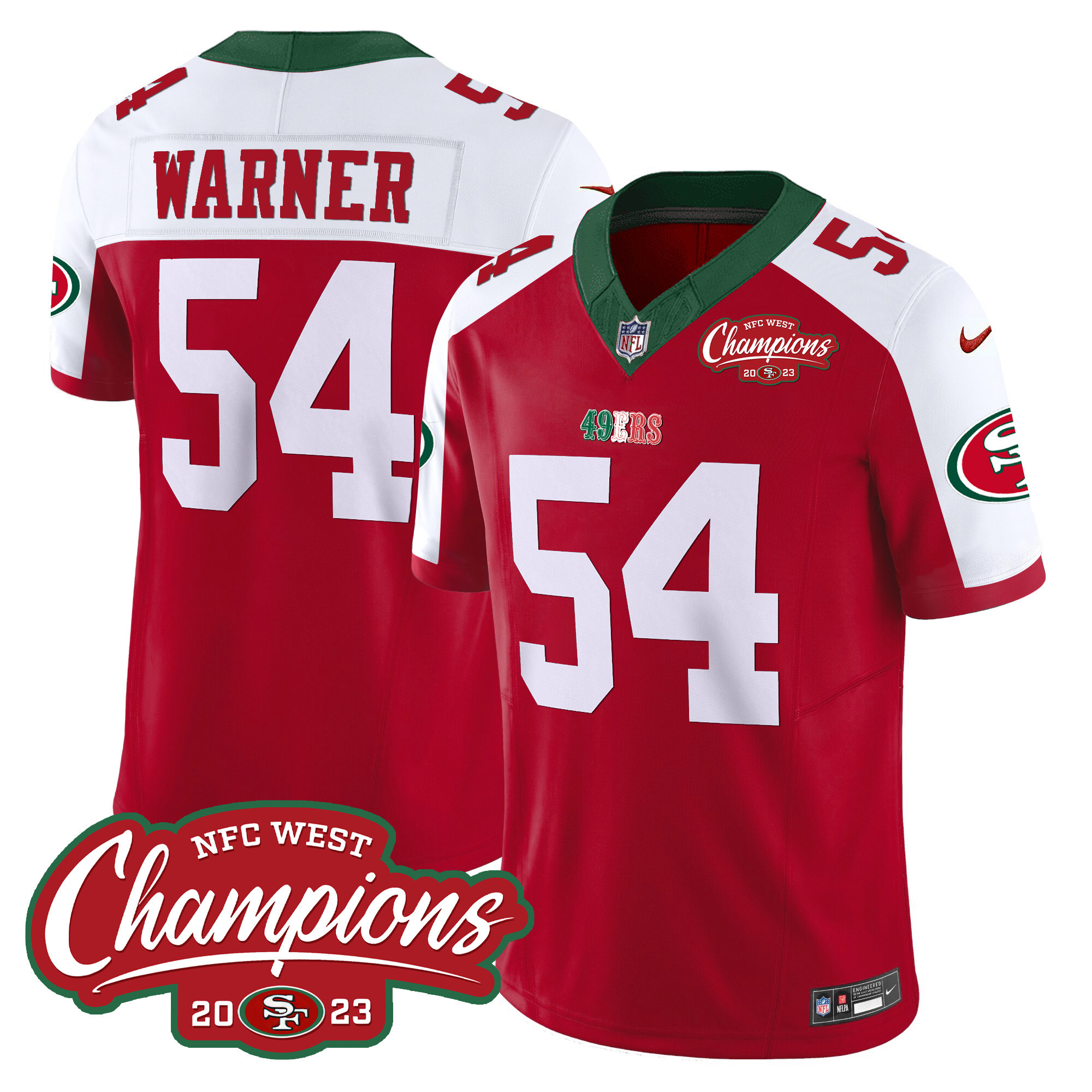 Men's 49ers Mexico 2023 NFC West Champions Patch Vapor Jersey - All Stitched - Image 41