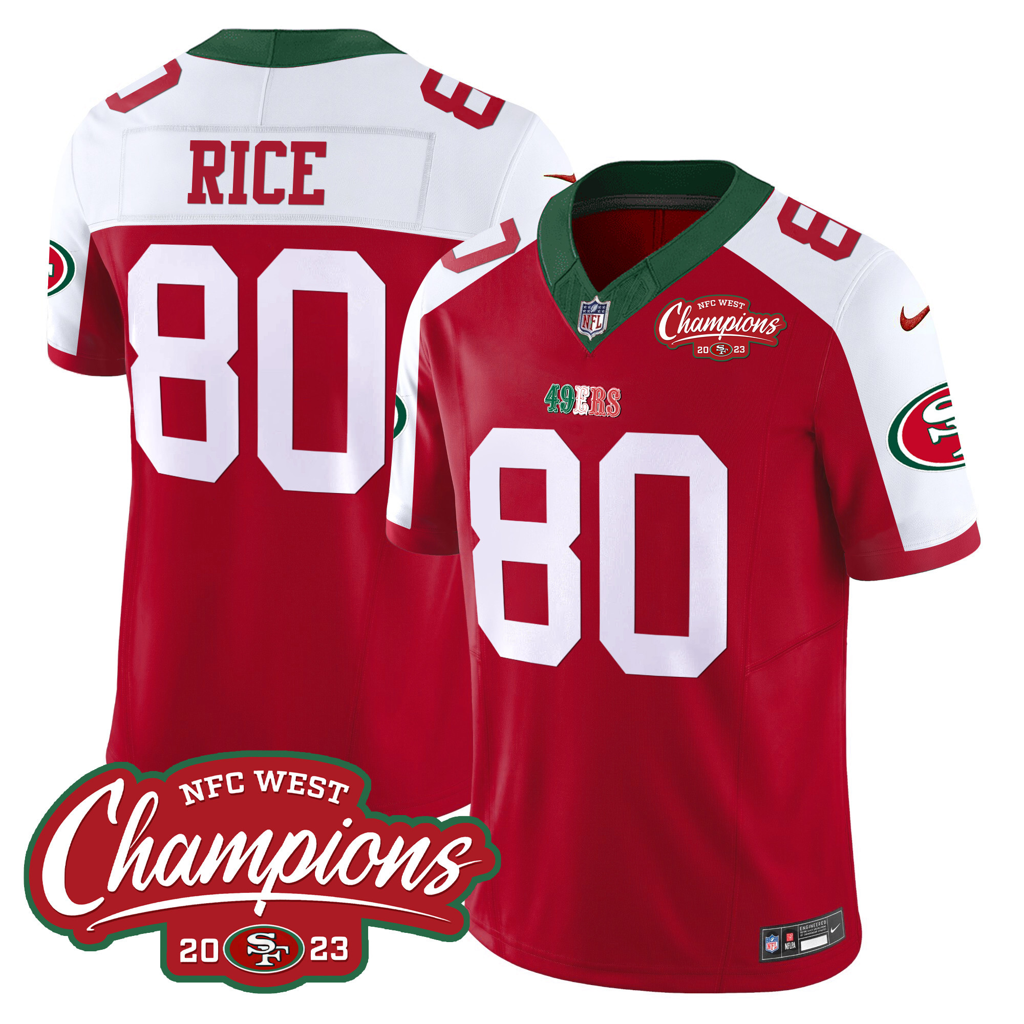 Men's 49ers Mexico 2023 NFC West Champions Patch Vapor Jersey - All Stitched - Image 46