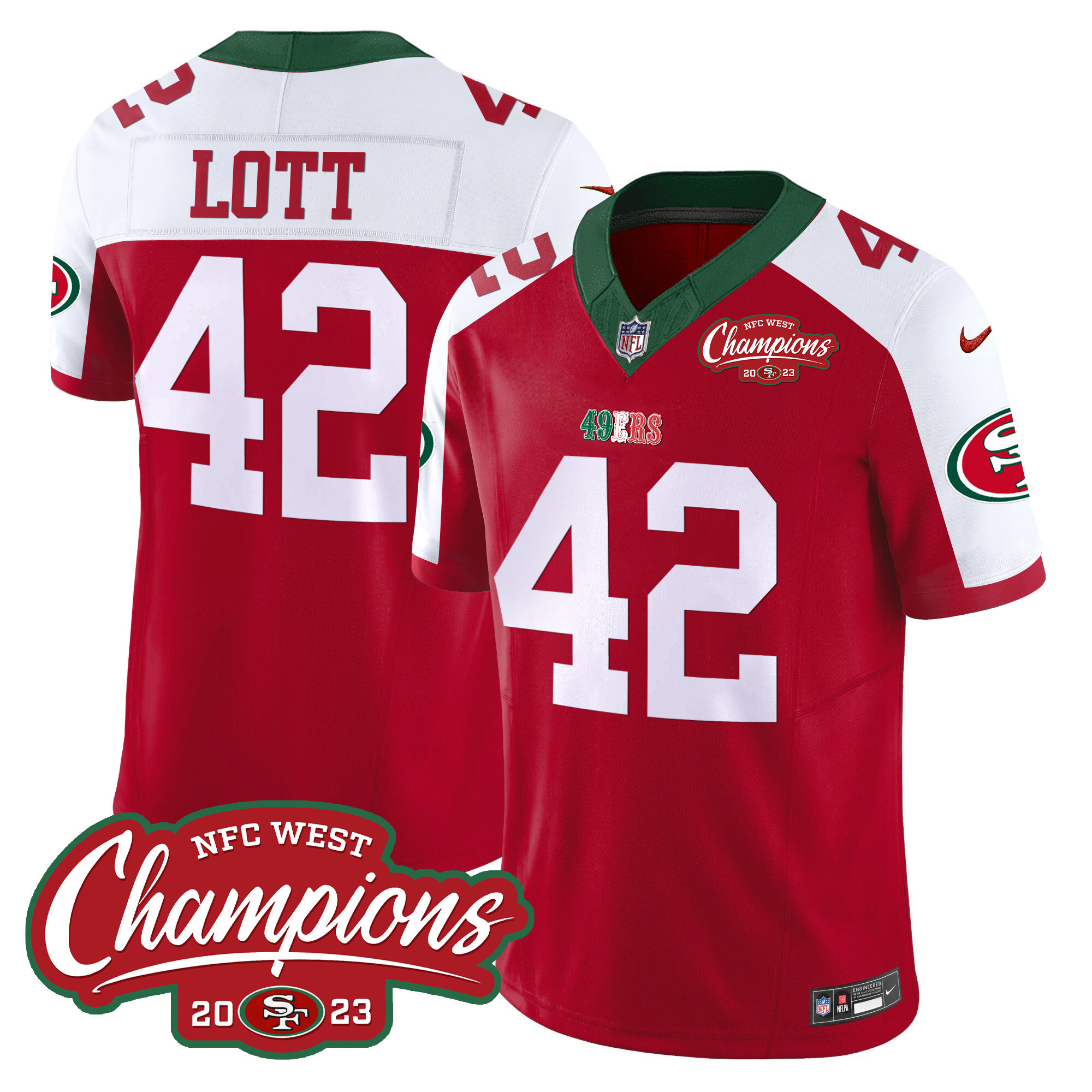 Men's 49ers Mexico 2023 NFC West Champions Patch Vapor Jersey - All Stitched - Image 49