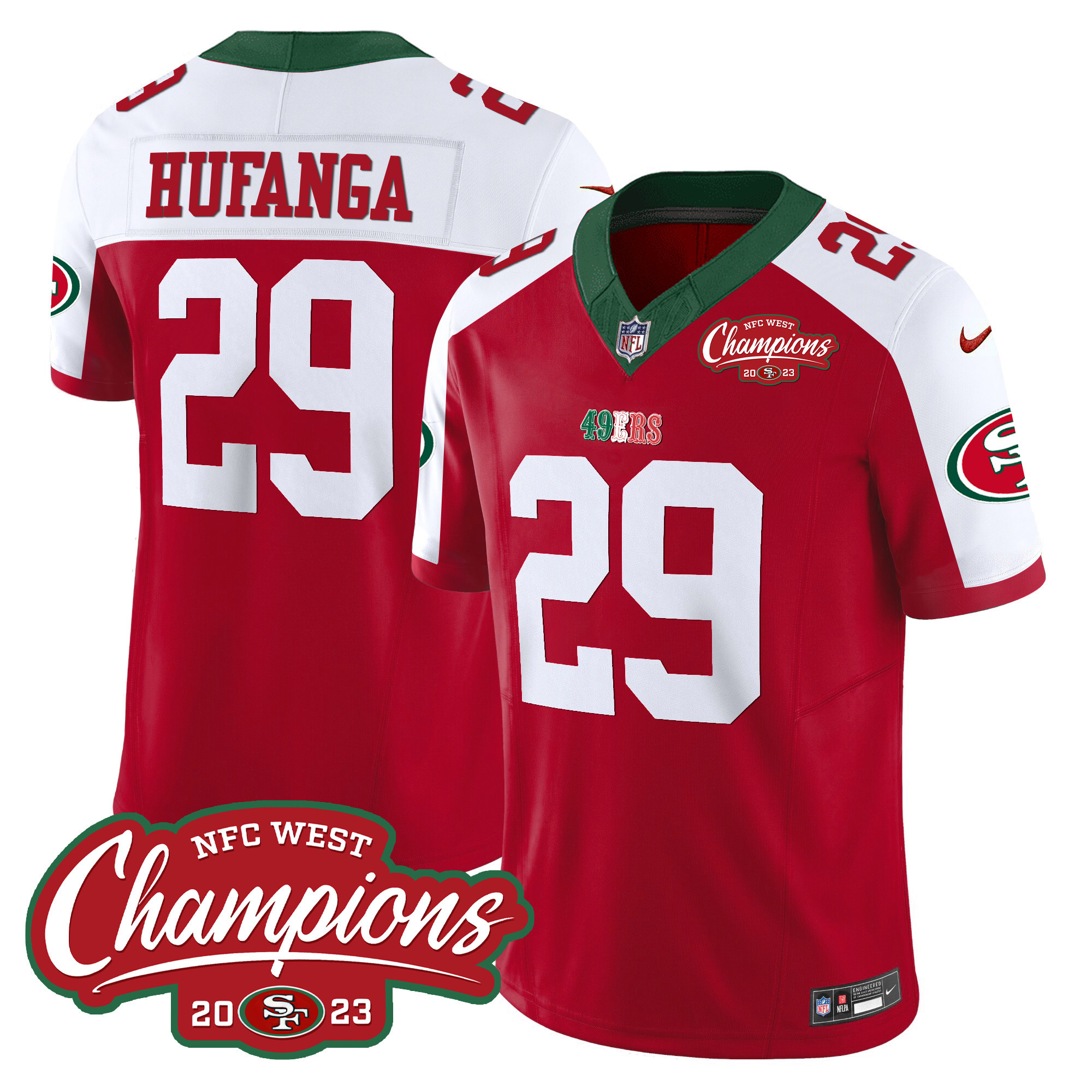Men's 49ers Mexico 2023 NFC West Champions Patch Vapor Jersey - All Stitched - Image 50
