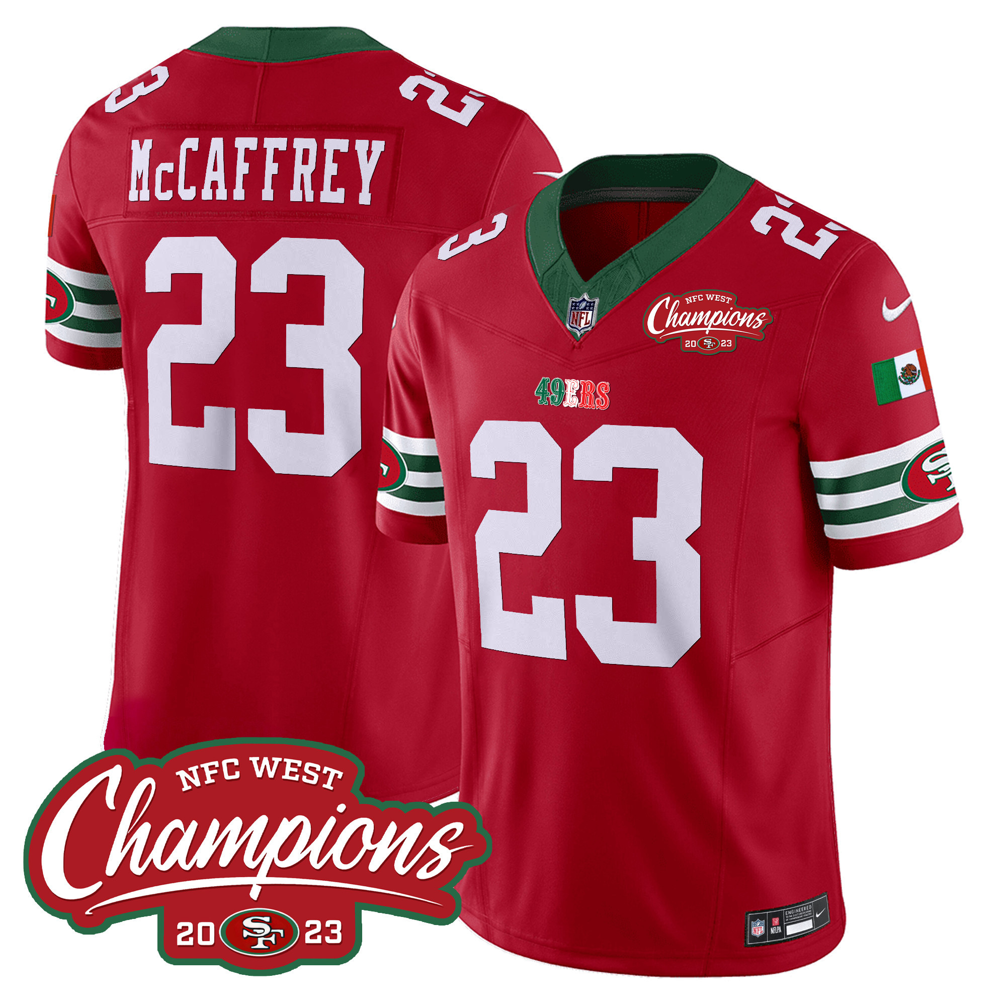 Men's 49ers Mexico 2023 NFC West Champions Patch Vapor Jersey - All Stitched - Image 12