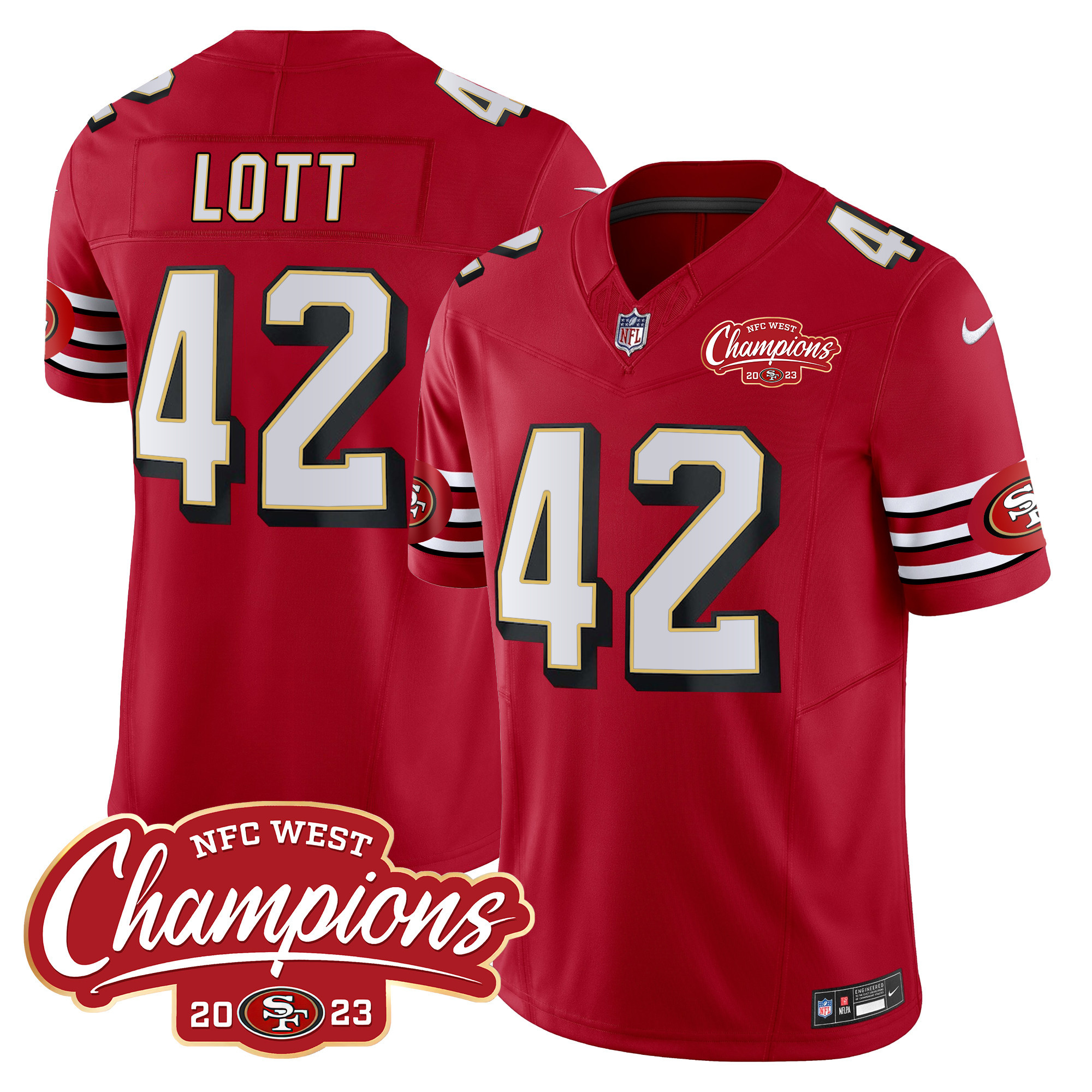 Men's 49ers Throwback NFC West Champions Patch Vapor Jersey - All Stitched - Image 9