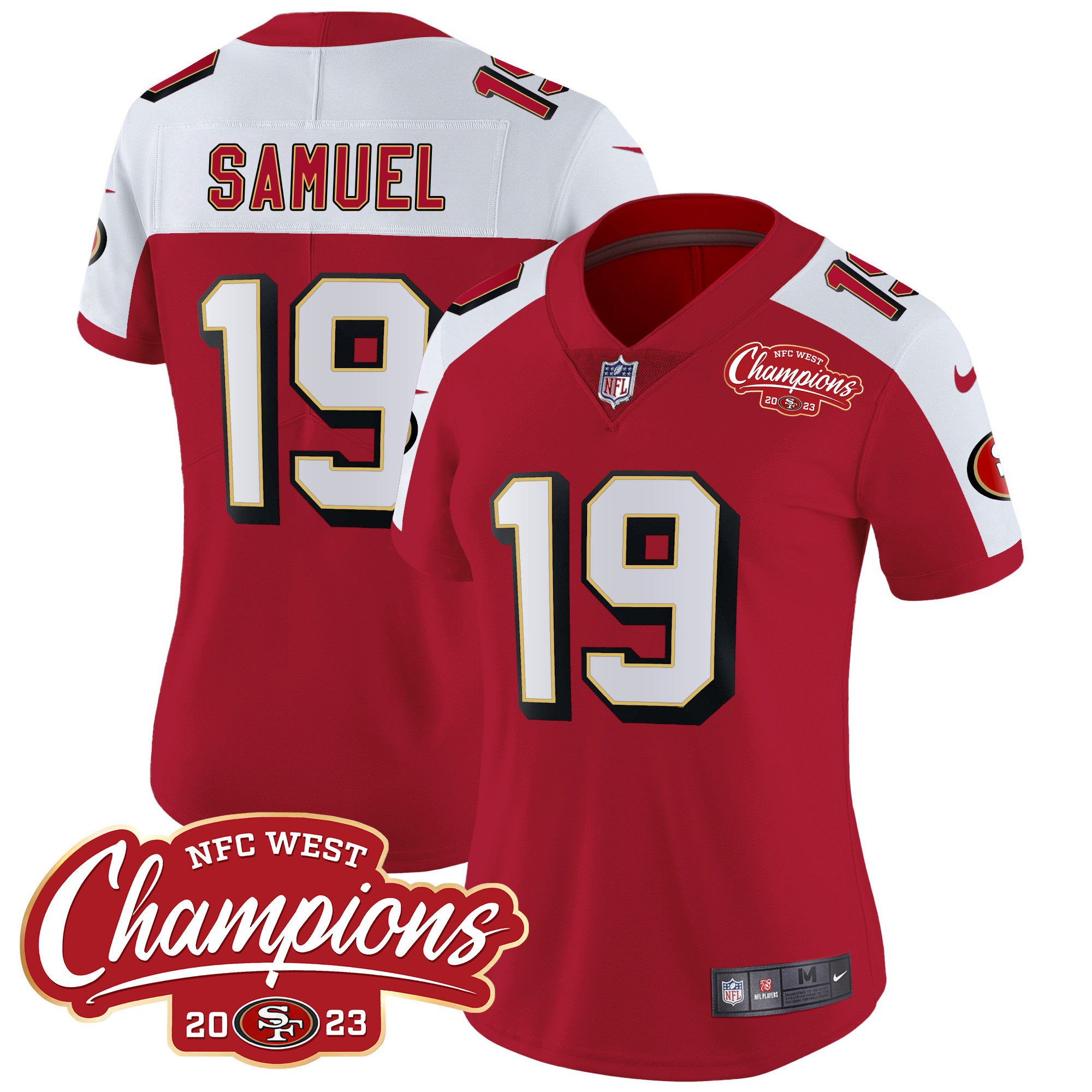 Women's 49ers Throwback NFC West Champions Patch Vapor Jersey - All Stitched - Image 32