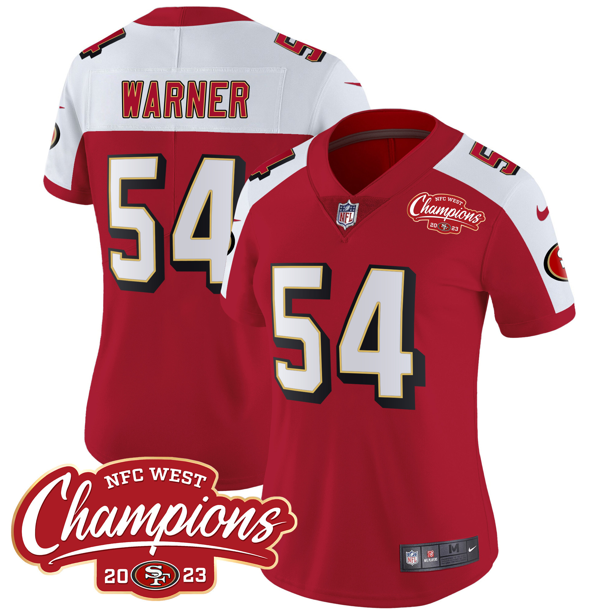 Women's 49ers Throwback NFC West Champions Patch Vapor Jersey - All Stitched - Image 35