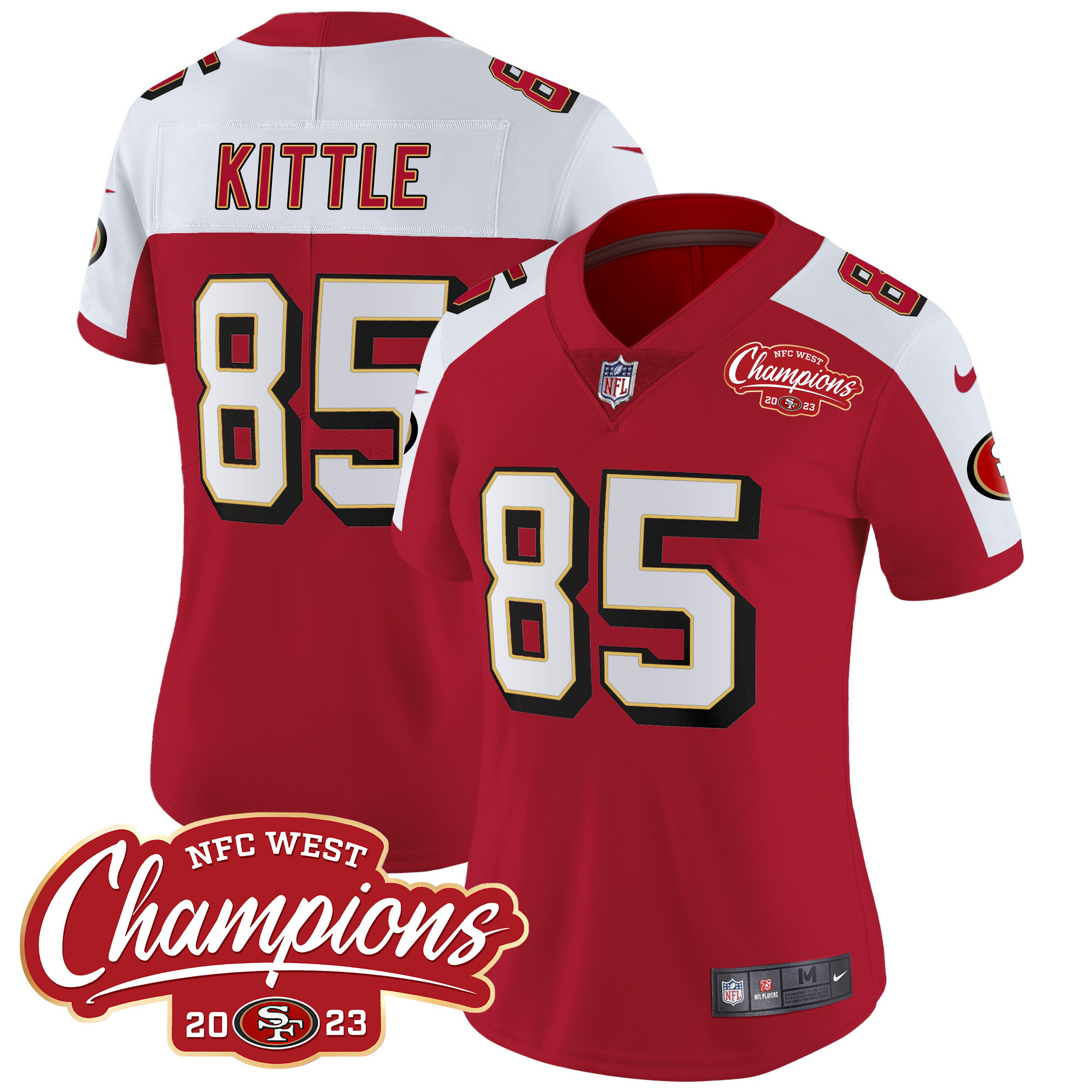 Women's 49ers Throwback NFC West Champions Patch Vapor Jersey - All Stitched - Image 34
