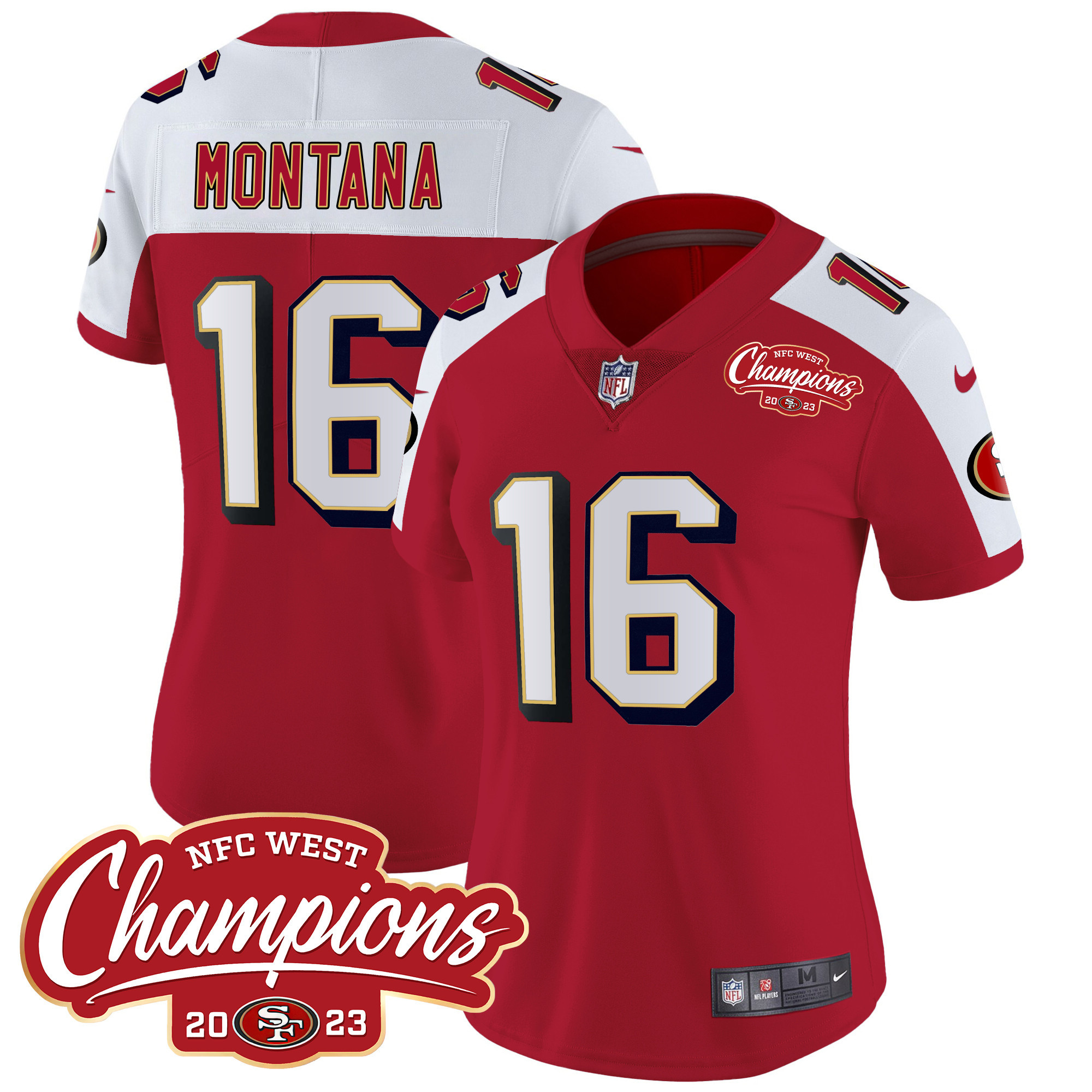 Women's 49ers Throwback NFC West Champions Patch Vapor Jersey - All Stitched - Image 38