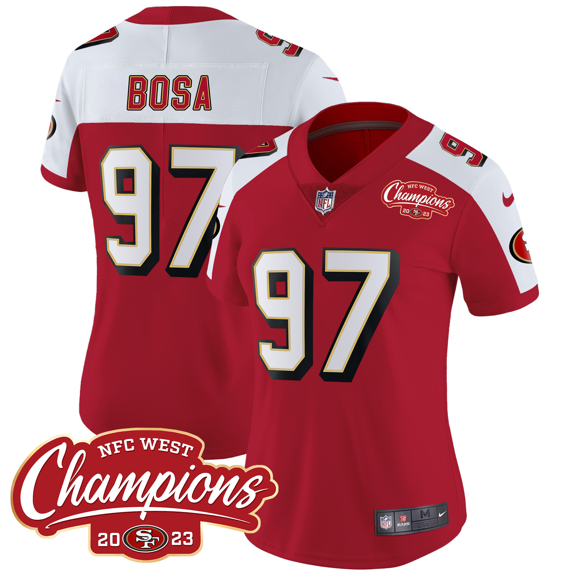 Women's 49ers Throwback NFC West Champions Patch Vapor Jersey - All Stitched - Image 37