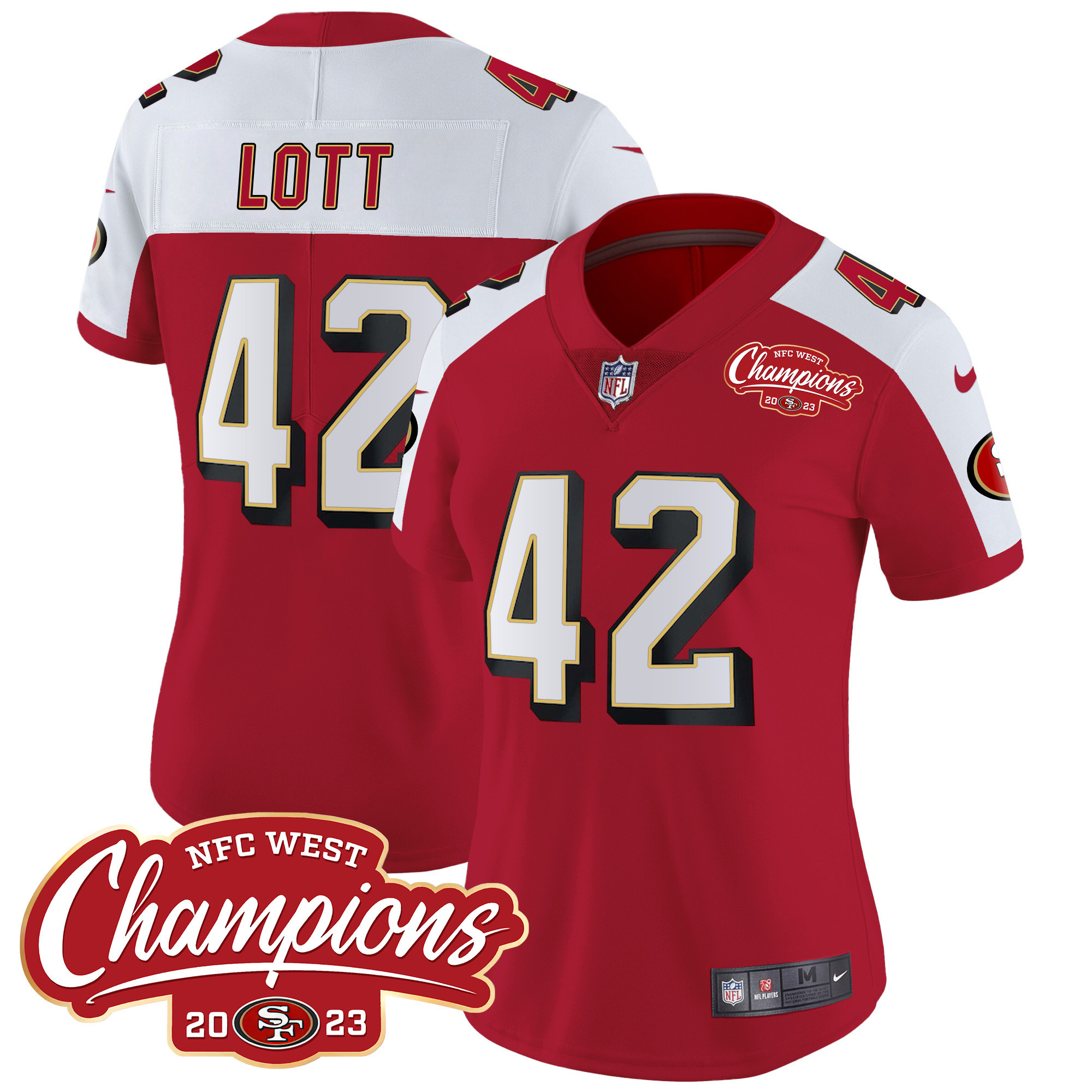 Women's 49ers Throwback NFC West Champions Patch Vapor Jersey - All Stitched - Image 39