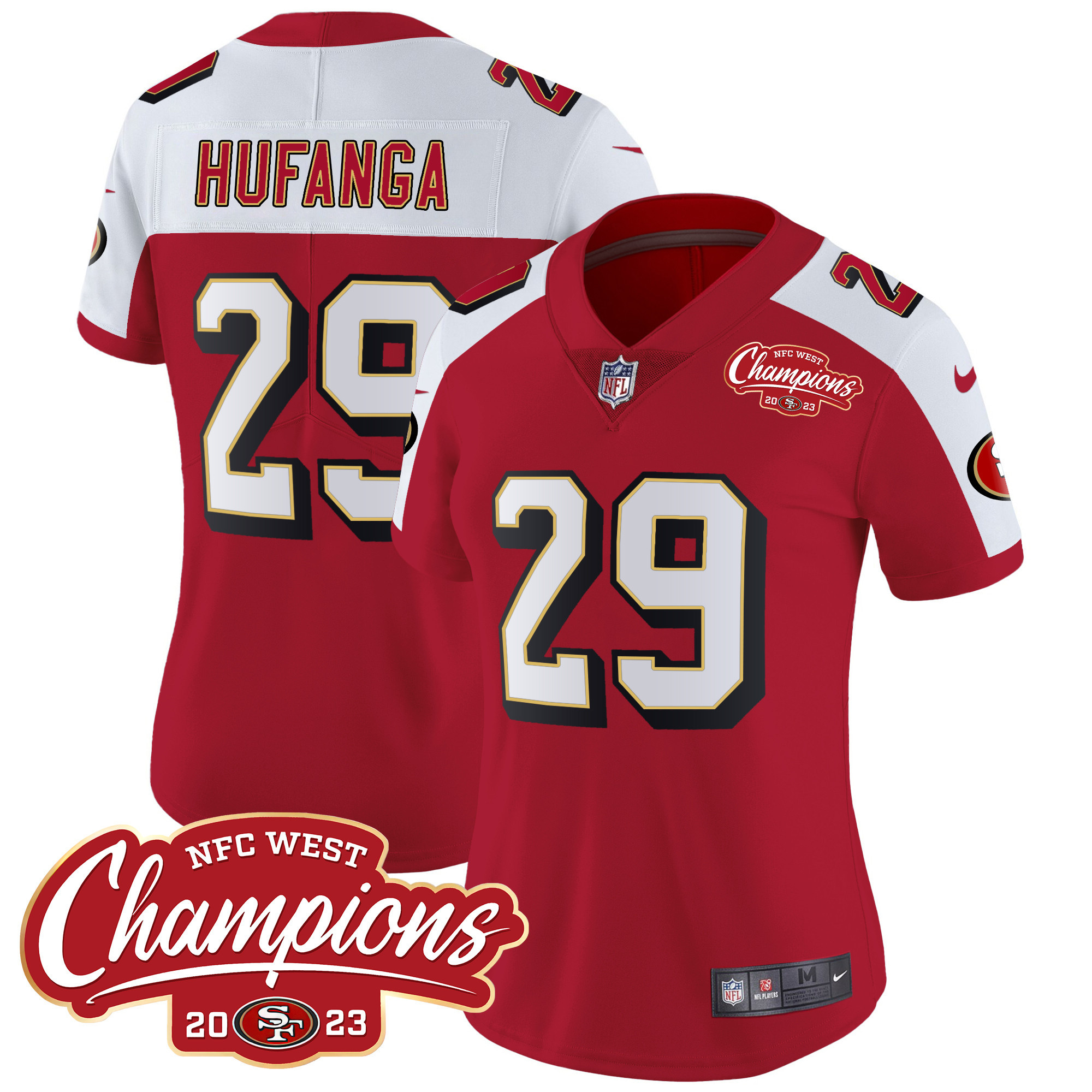 Women's 49ers Throwback NFC West Champions Patch Vapor Jersey - All Stitched - Image 40