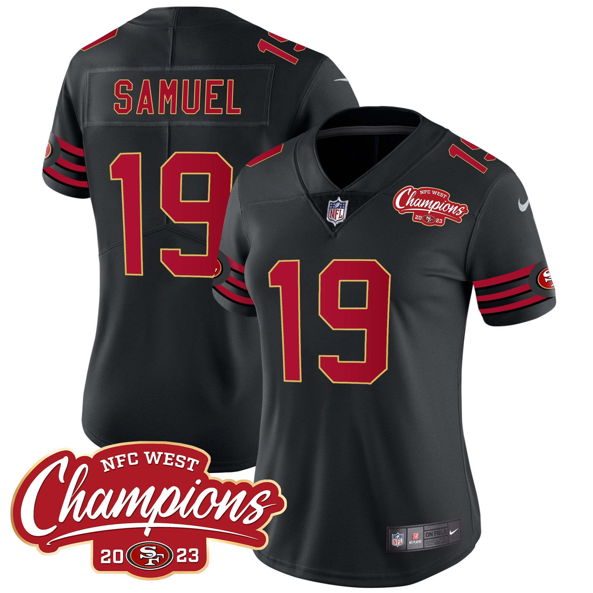 Women's 49ers Throwback NFC West Champions Patch Vapor Jersey - All Stitched - Image 22