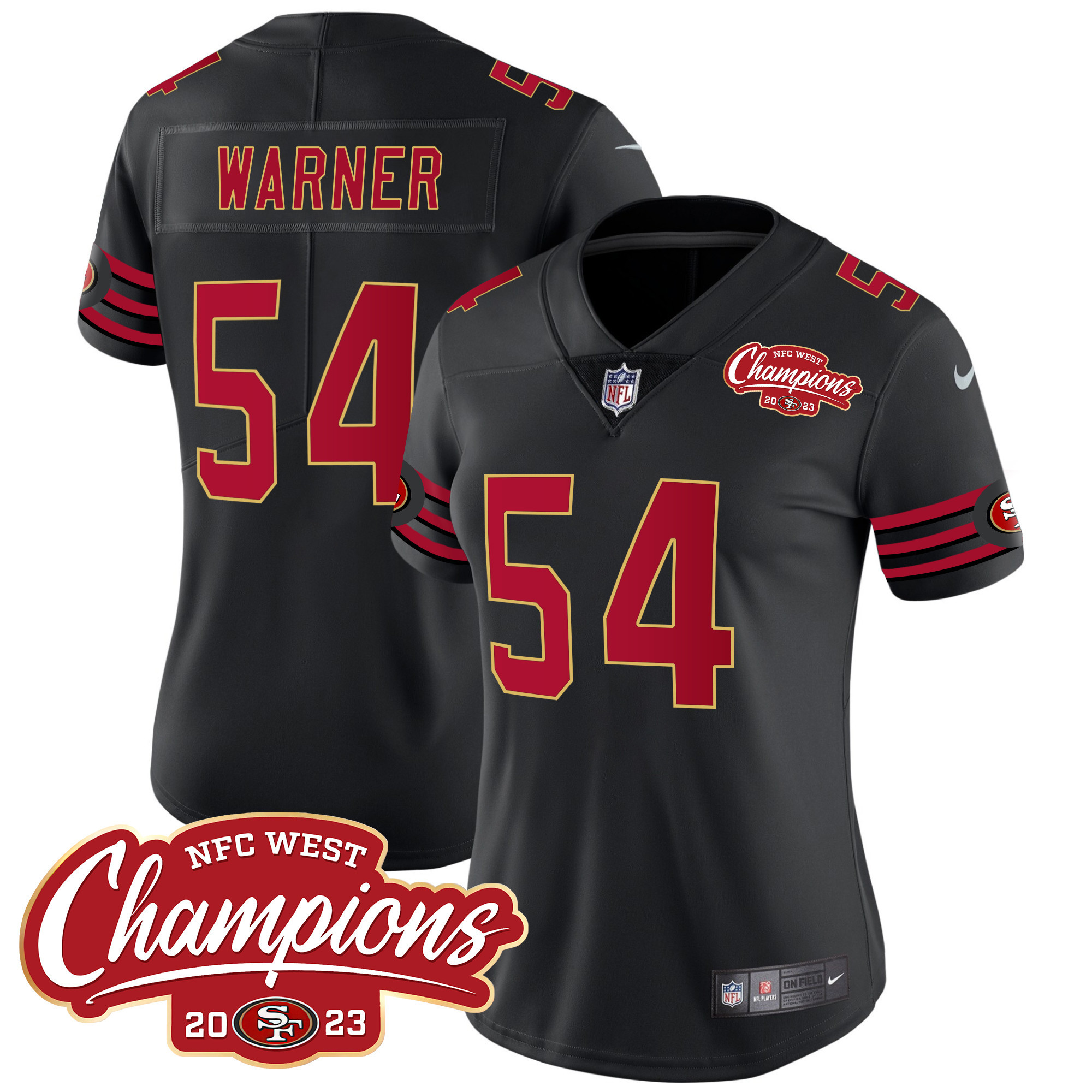 Women's 49ers Throwback NFC West Champions Patch Vapor Jersey - All Stitched - Image 25