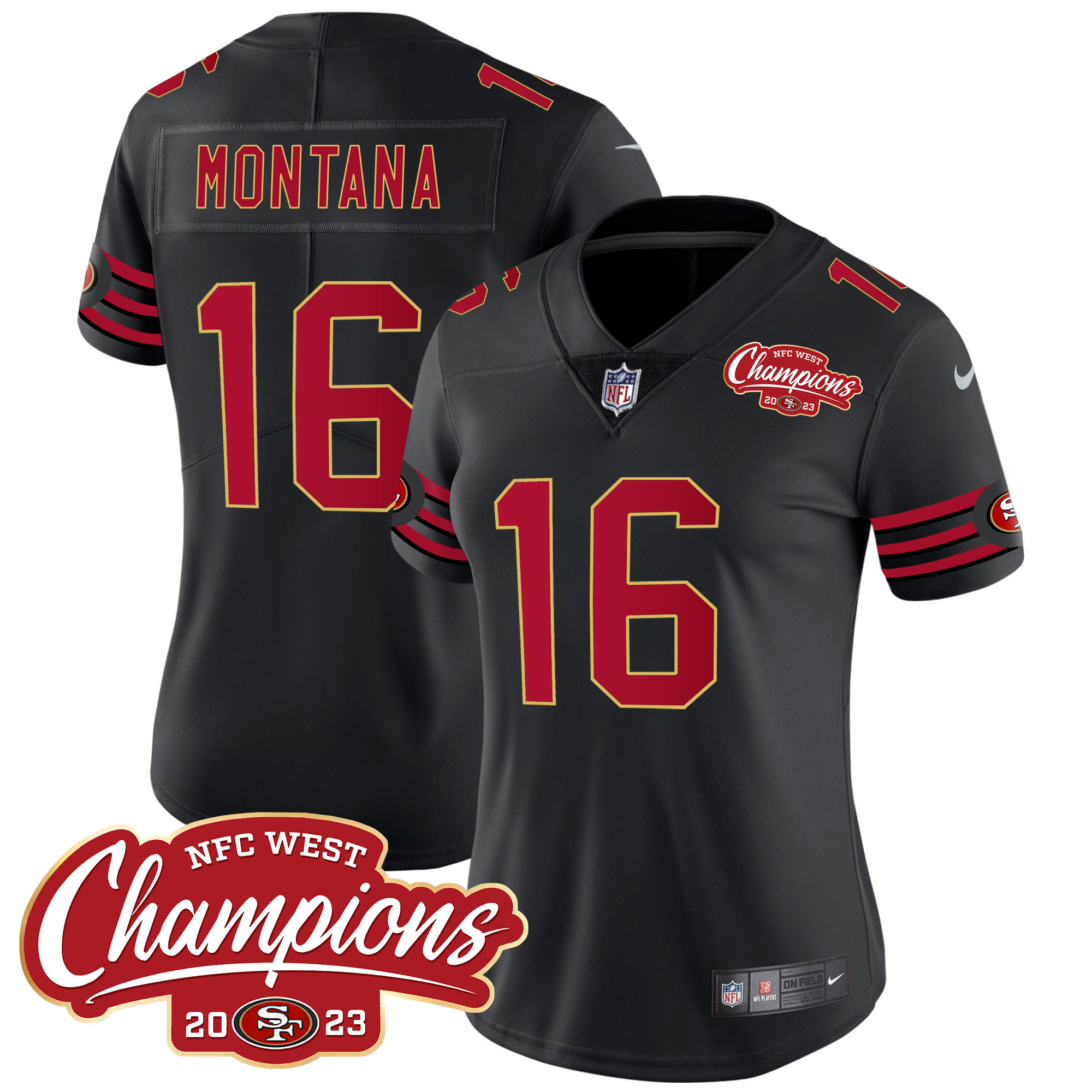 Women's 49ers Throwback NFC West Champions Patch Vapor Jersey - All Stitched - Image 28