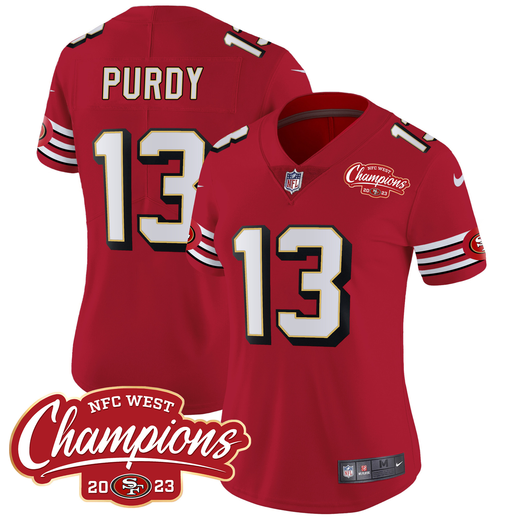Women's 49ers Throwback NFC West Champions Patch Vapor Jersey - All Stitched - Image 3