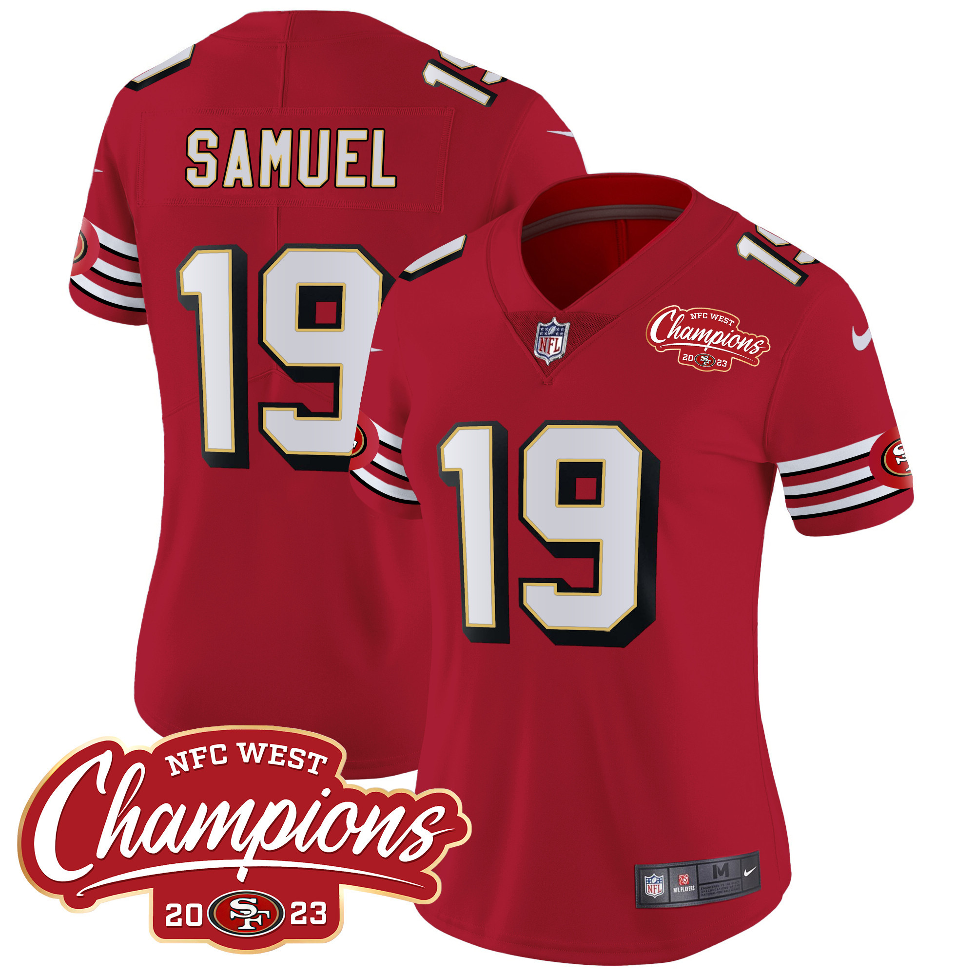 Women's 49ers Throwback NFC West Champions Patch Vapor Jersey - All Stitched - Image 2