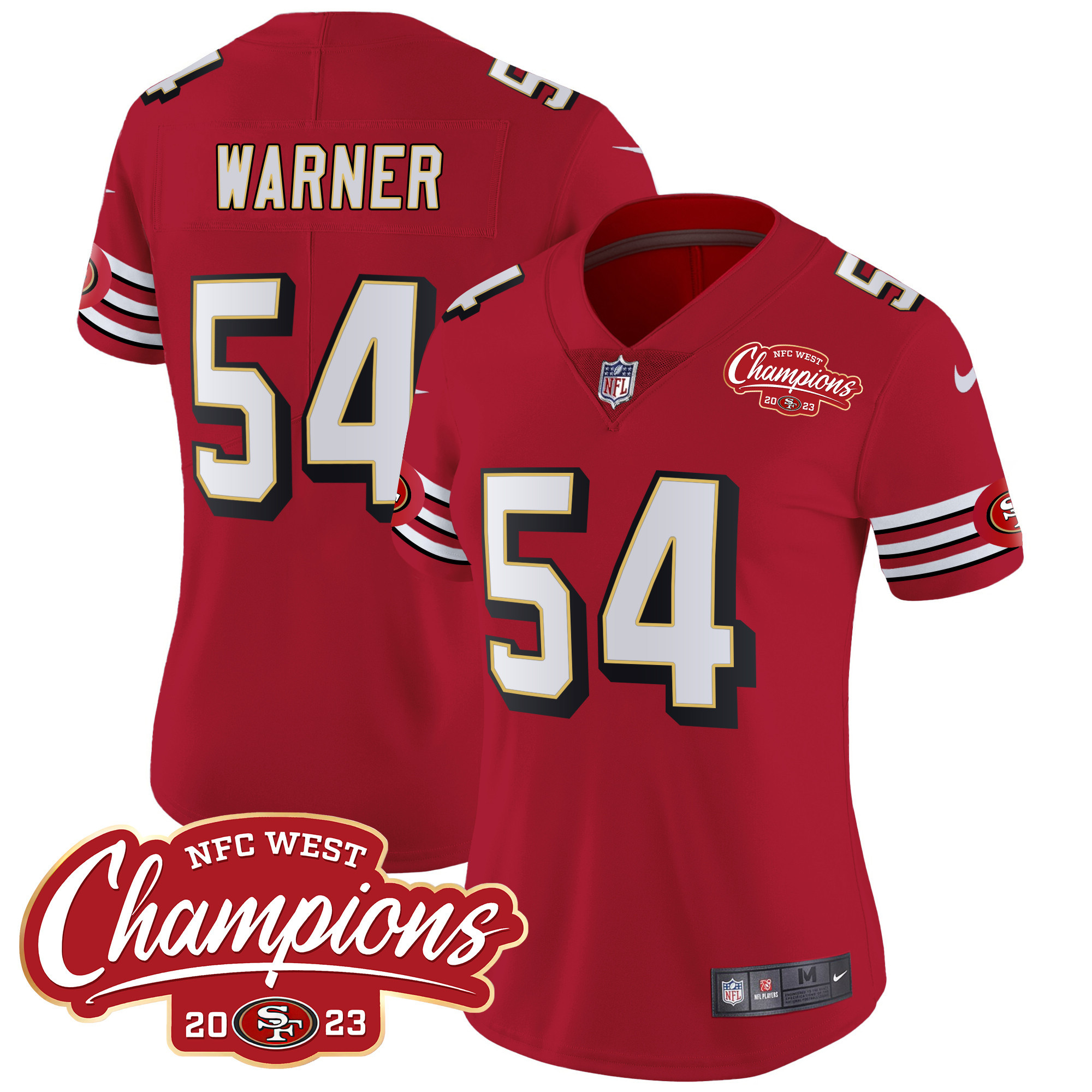 Women's 49ers Throwback NFC West Champions Patch Vapor Jersey - All Stitched - Image 5