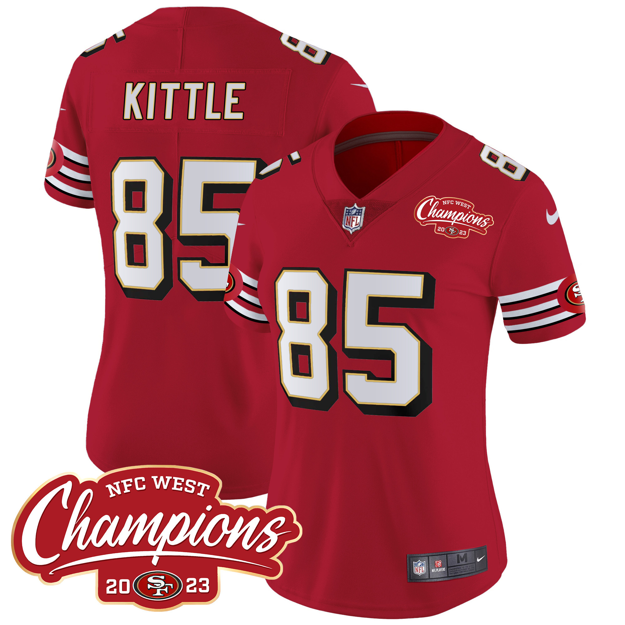 Women's 49ers Throwback NFC West Champions Patch Vapor Jersey - All Stitched - Image 4
