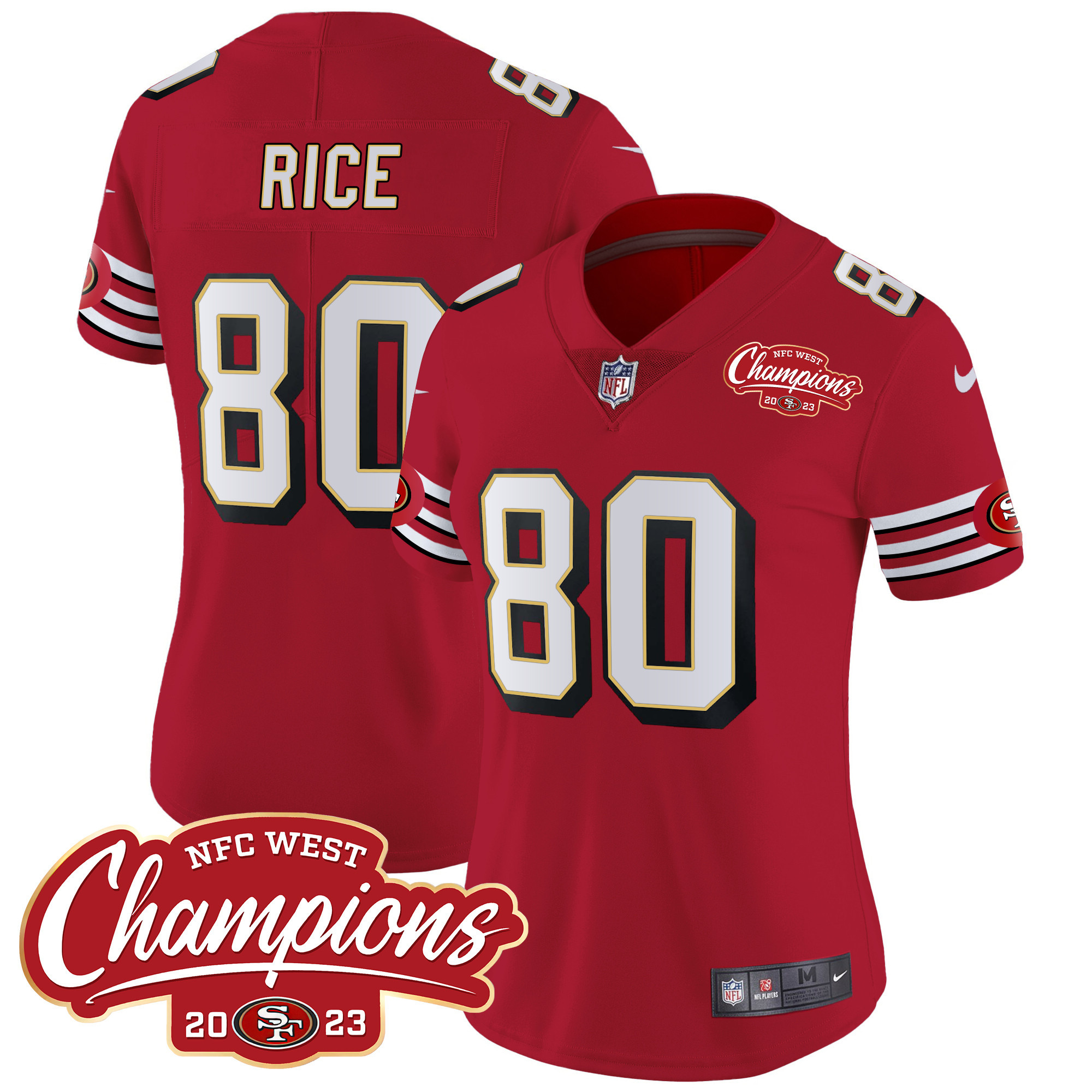 Women's 49ers Throwback NFC West Champions Patch Vapor Jersey - All Stitched - Image 6