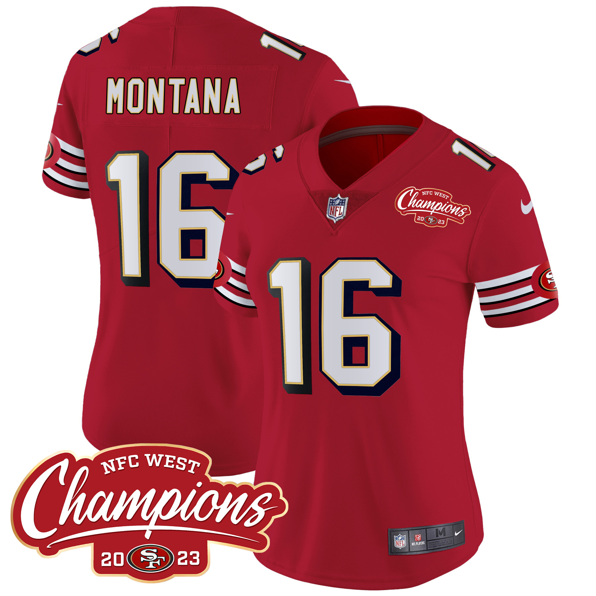 Women's 49ers Throwback NFC West Champions Patch Vapor Jersey - All Stitched - Image 8