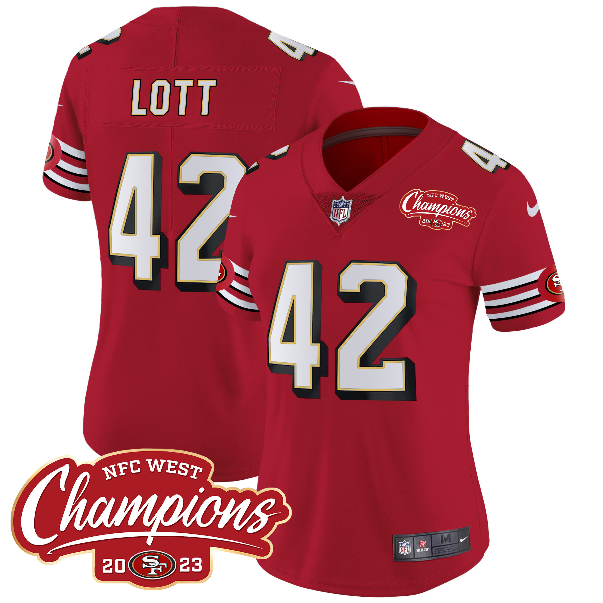 Women's 49ers Throwback NFC West Champions Patch Vapor Jersey - All Stitched - Image 9