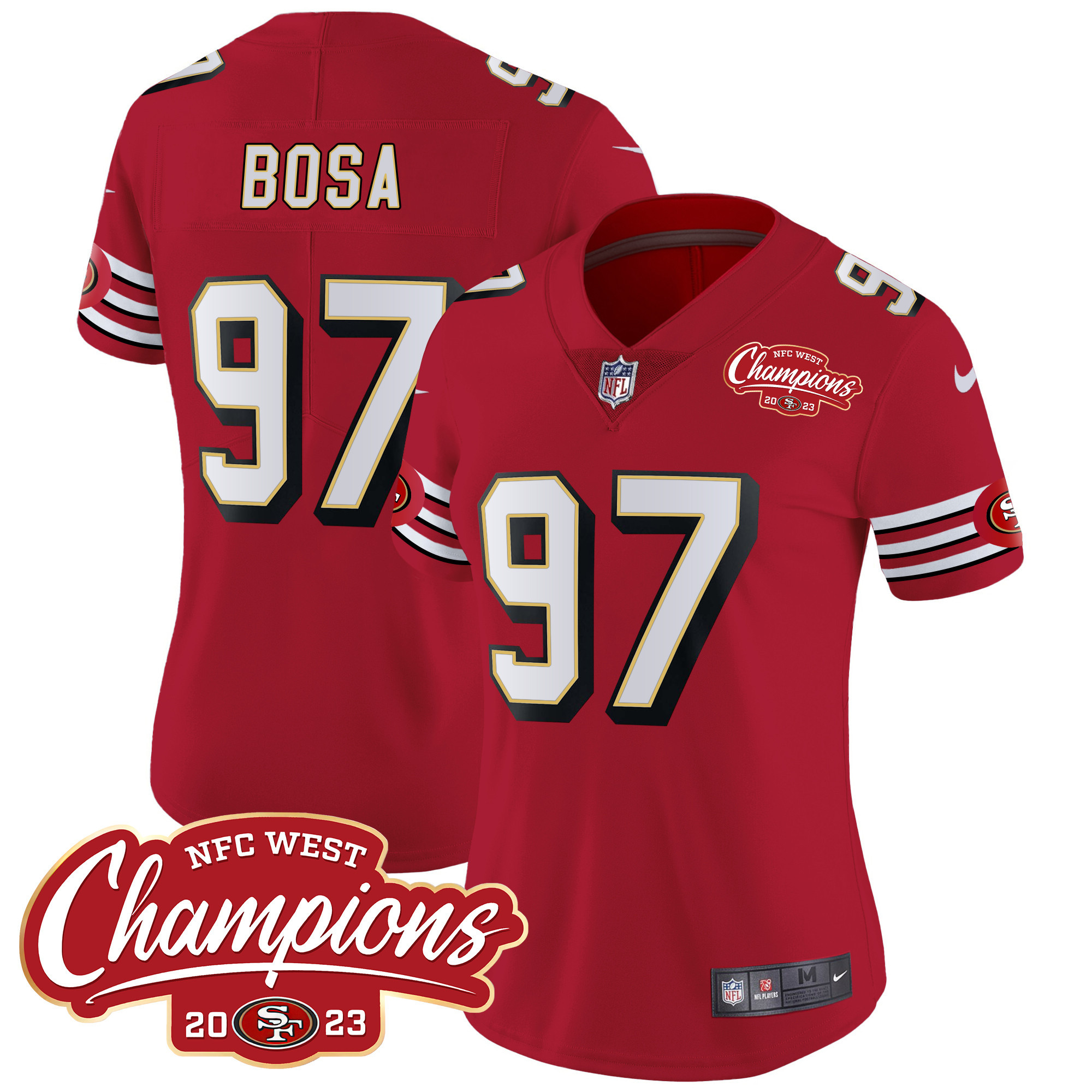 Women's 49ers Throwback NFC West Champions Patch Vapor Jersey - All Stitched - Image 7