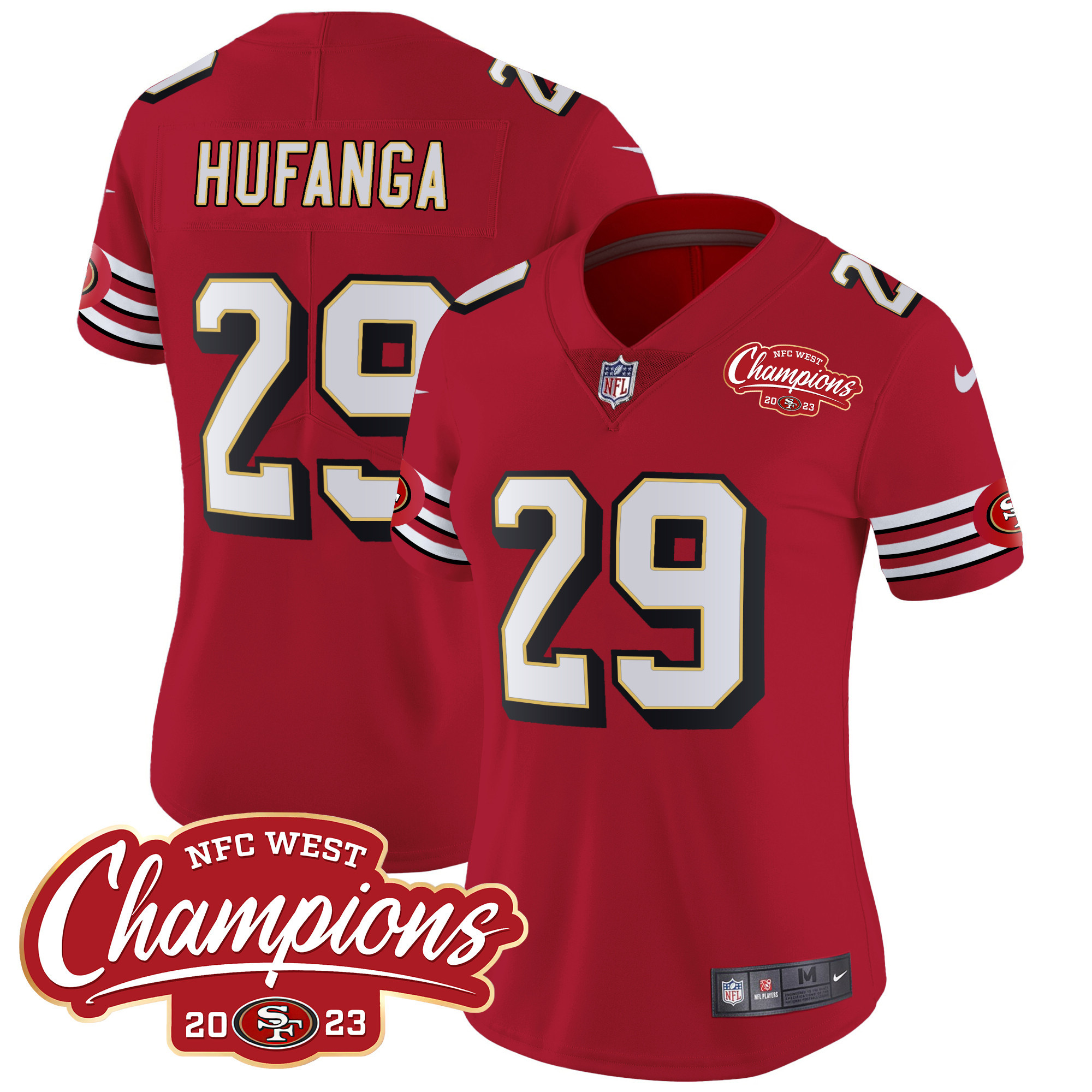 Women's 49ers Throwback NFC West Champions Patch Vapor Jersey - All Stitched - Image 10