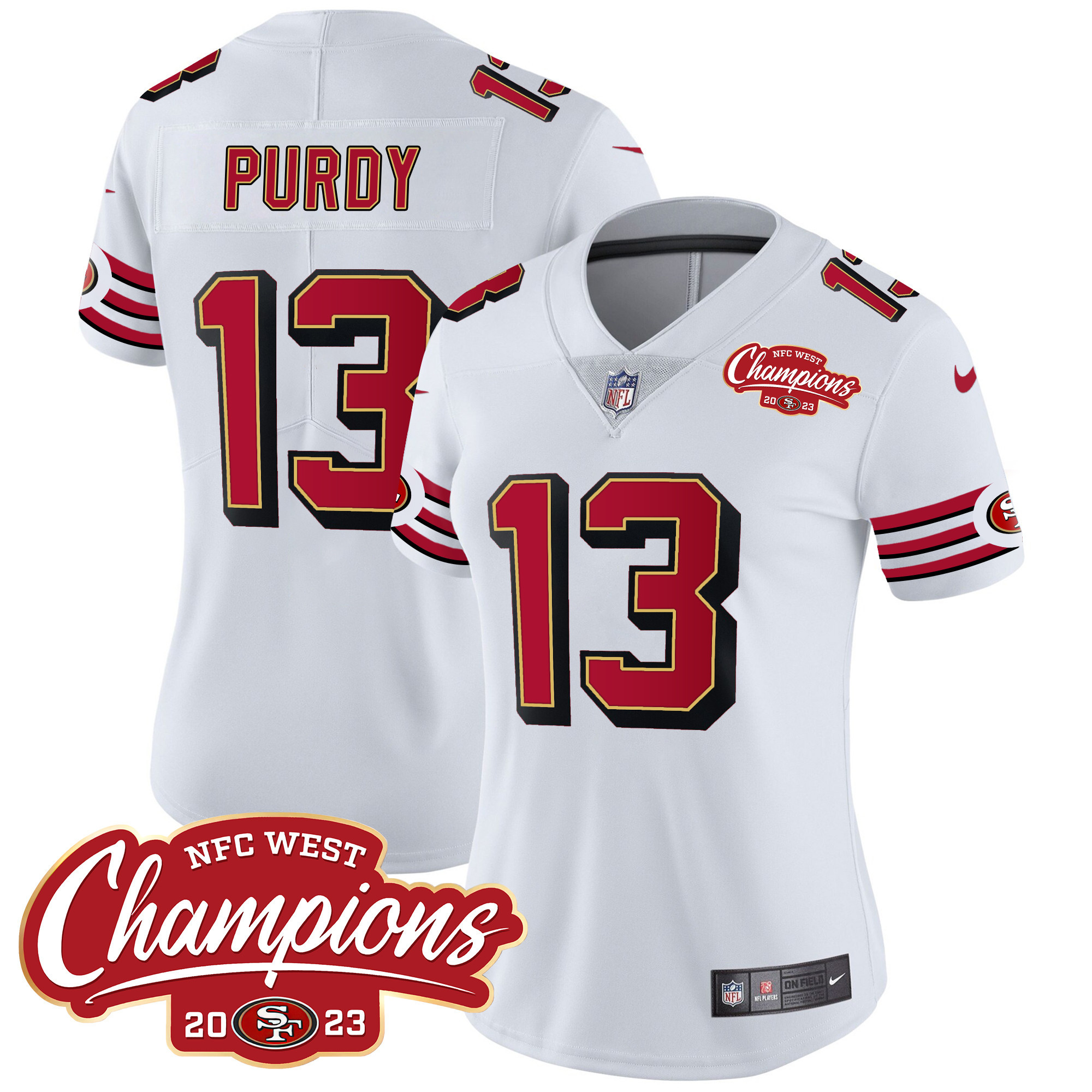 Women's 49ers Throwback NFC West Champions Patch Vapor Jersey - All Stitched - Image 13