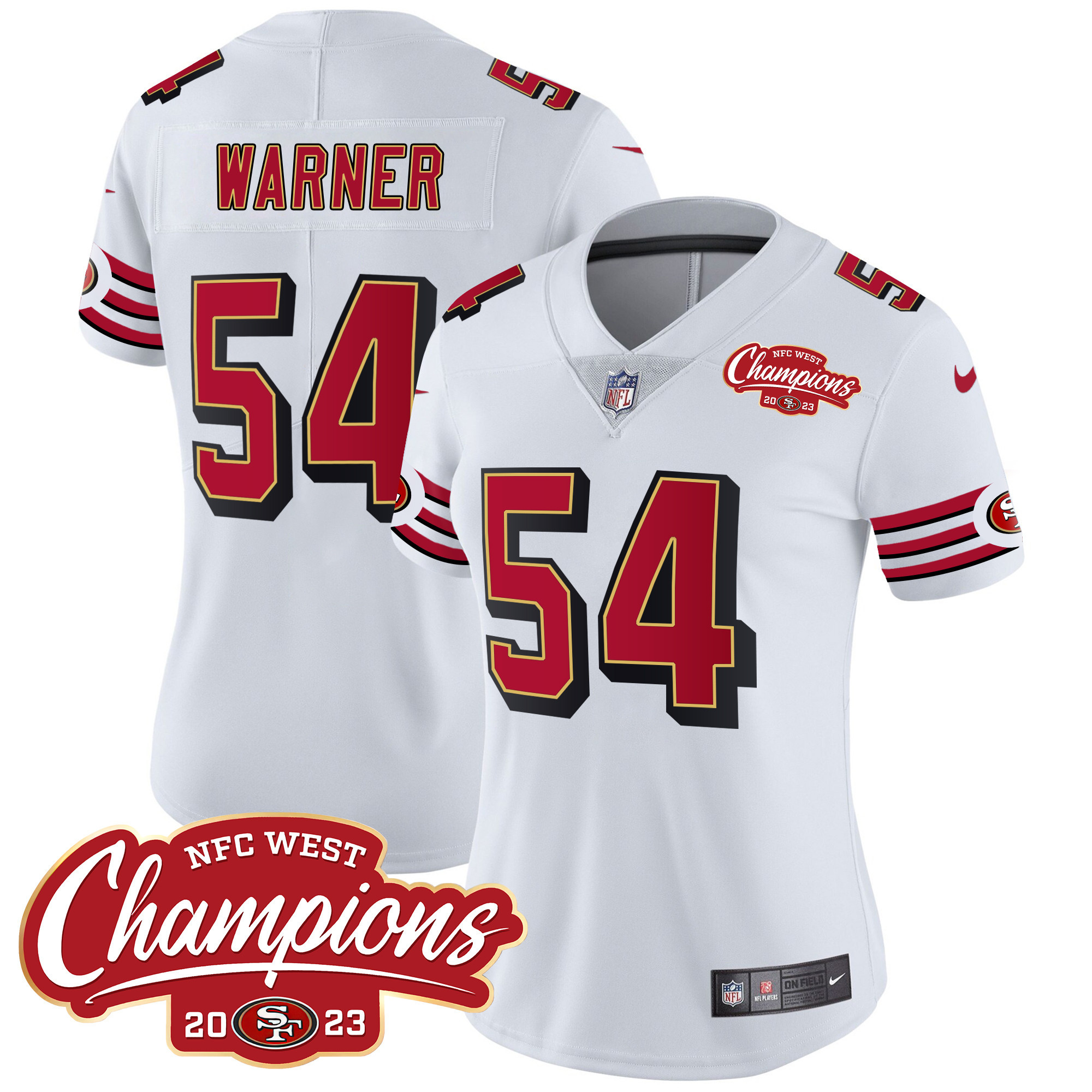 Women's 49ers Throwback NFC West Champions Patch Vapor Jersey - All Stitched - Image 15