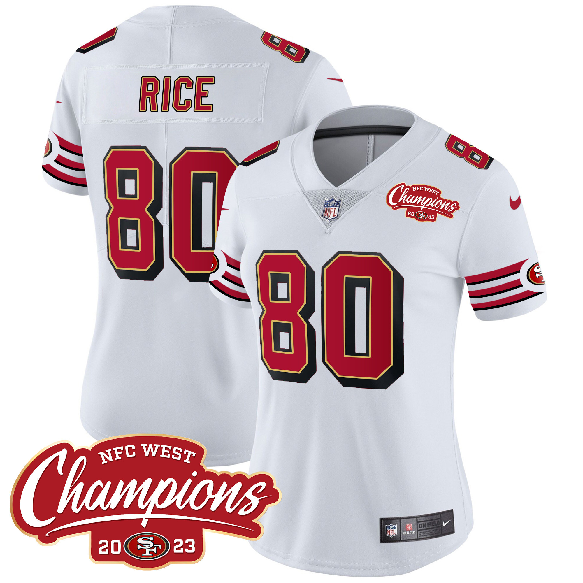 Women's 49ers Throwback NFC West Champions Patch Vapor Jersey - All Stitched - Image 16