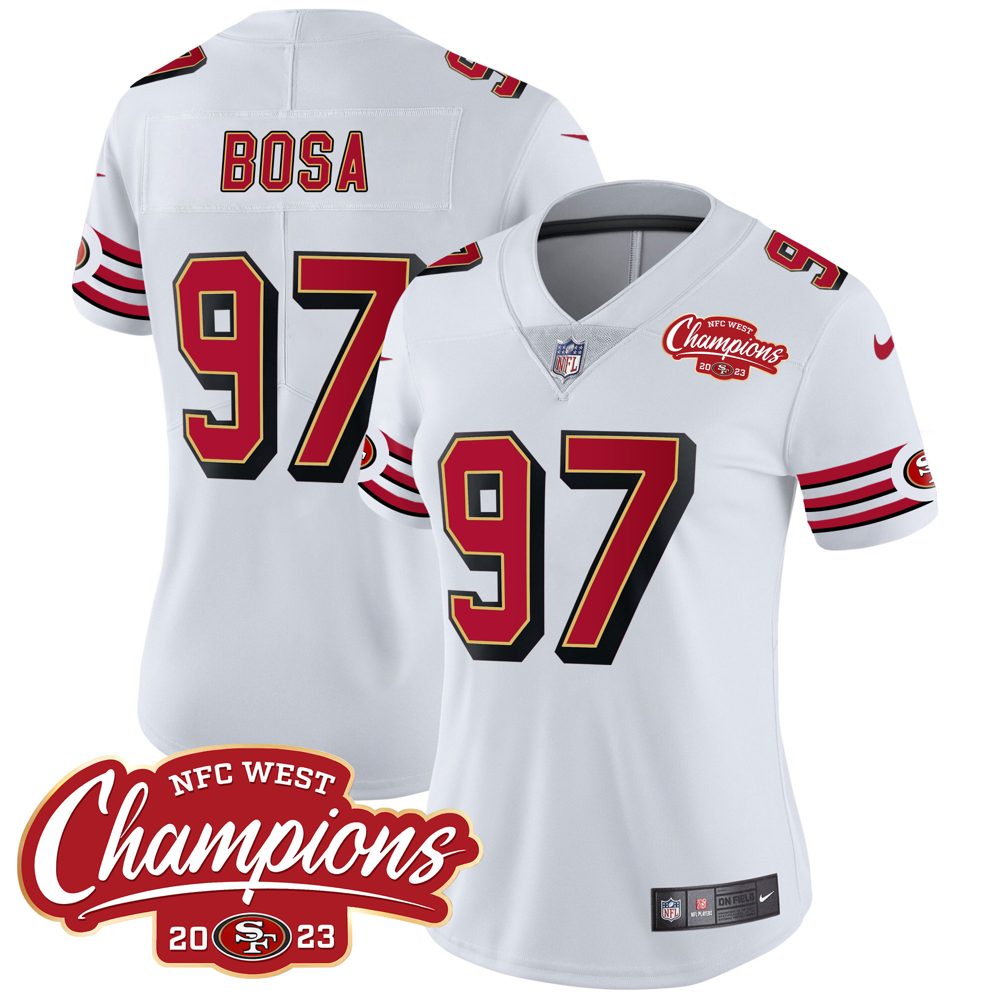Women's 49ers Throwback NFC West Champions Patch Vapor Jersey - All Stitched - Image 17