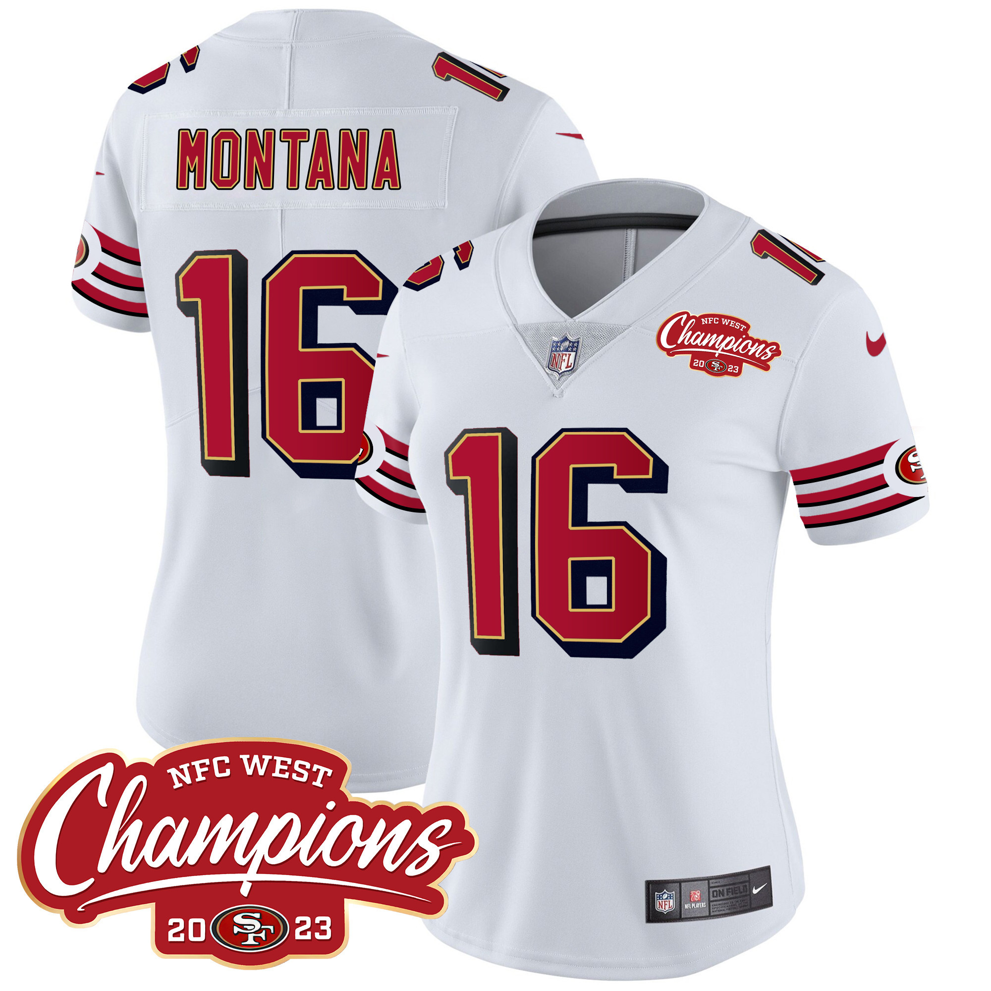 Women's 49ers Throwback NFC West Champions Patch Vapor Jersey - All Stitched - Image 18