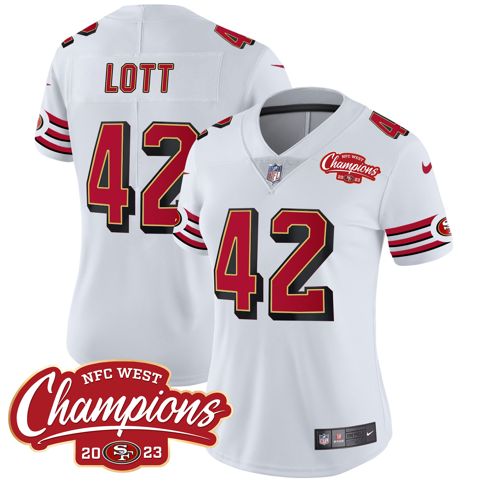 Women's 49ers Throwback NFC West Champions Patch Vapor Jersey - All Stitched - Image 19