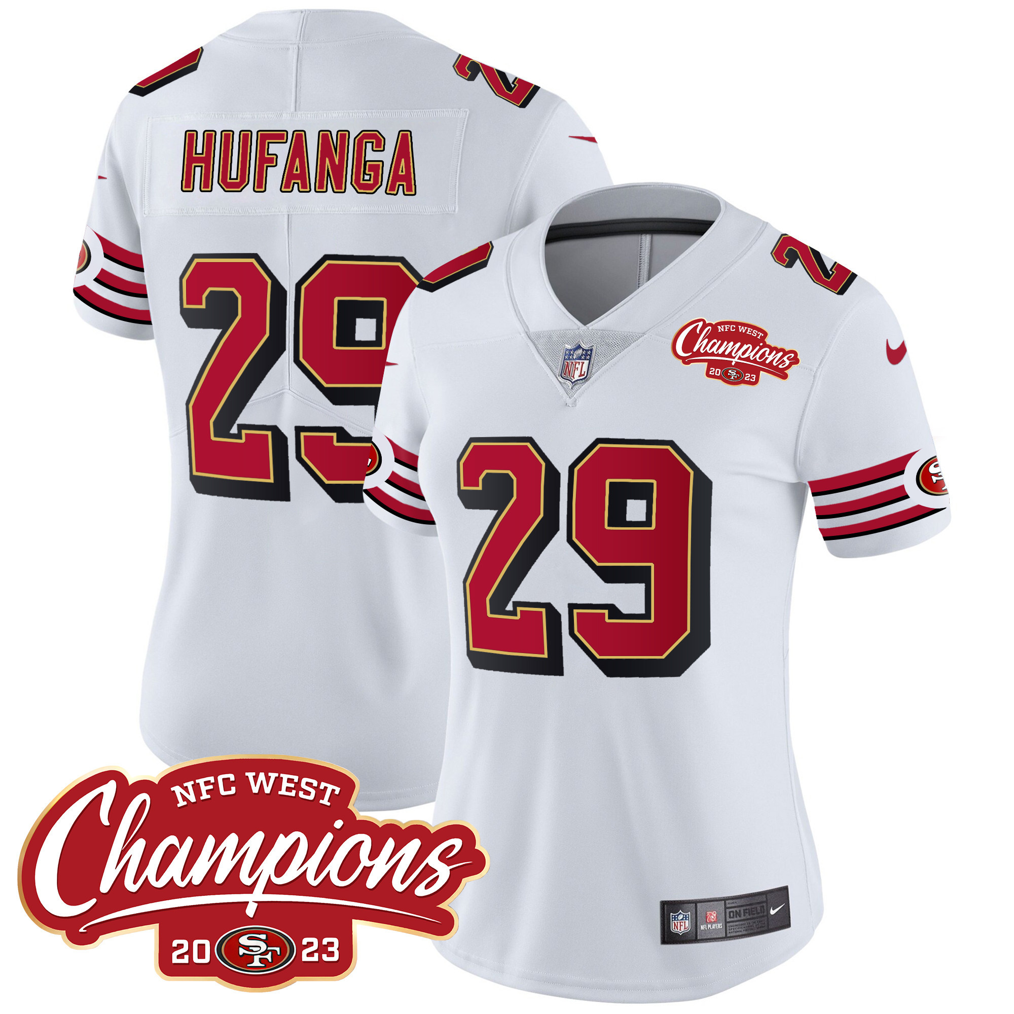 Women's 49ers Throwback NFC West Champions Patch Vapor Jersey - All Stitched - Image 20