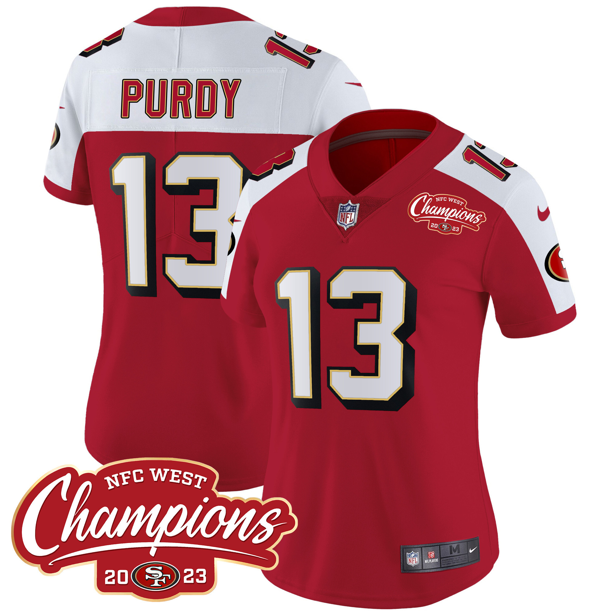 Women's 49ers Throwback NFC West Champions Patch Vapor Jersey - All Stitched - Image 33