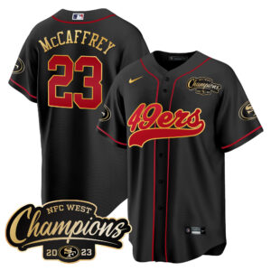 Men's 49ers 2023 NFC West Champions Baseball Gold Trim Jersey - All Stitched