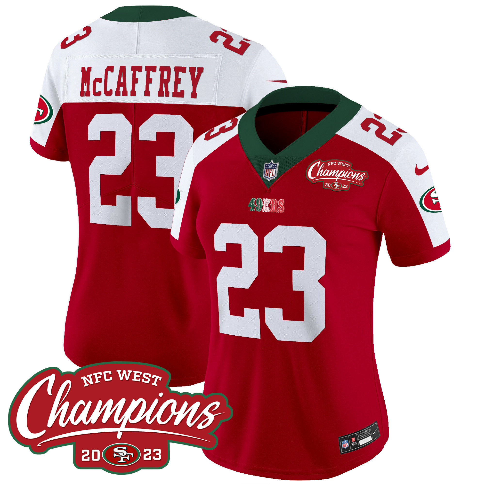 Women's 49ers Mexico 2023 NFC West Champions Patch Vapor Jersey - All Stitched - Image 41