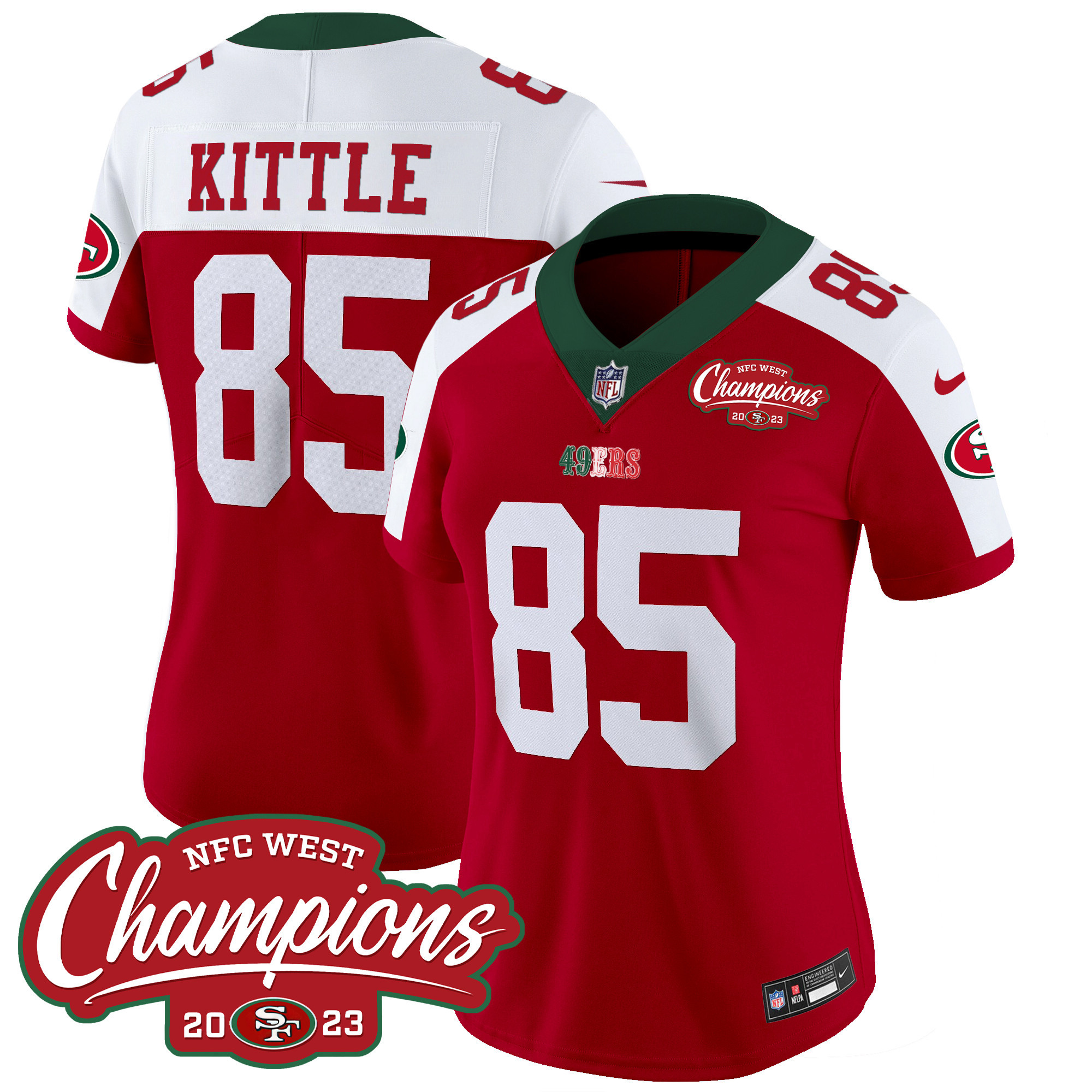 Women's 49ers Mexico 2023 NFC West Champions Patch Vapor Jersey - All Stitched - Image 44