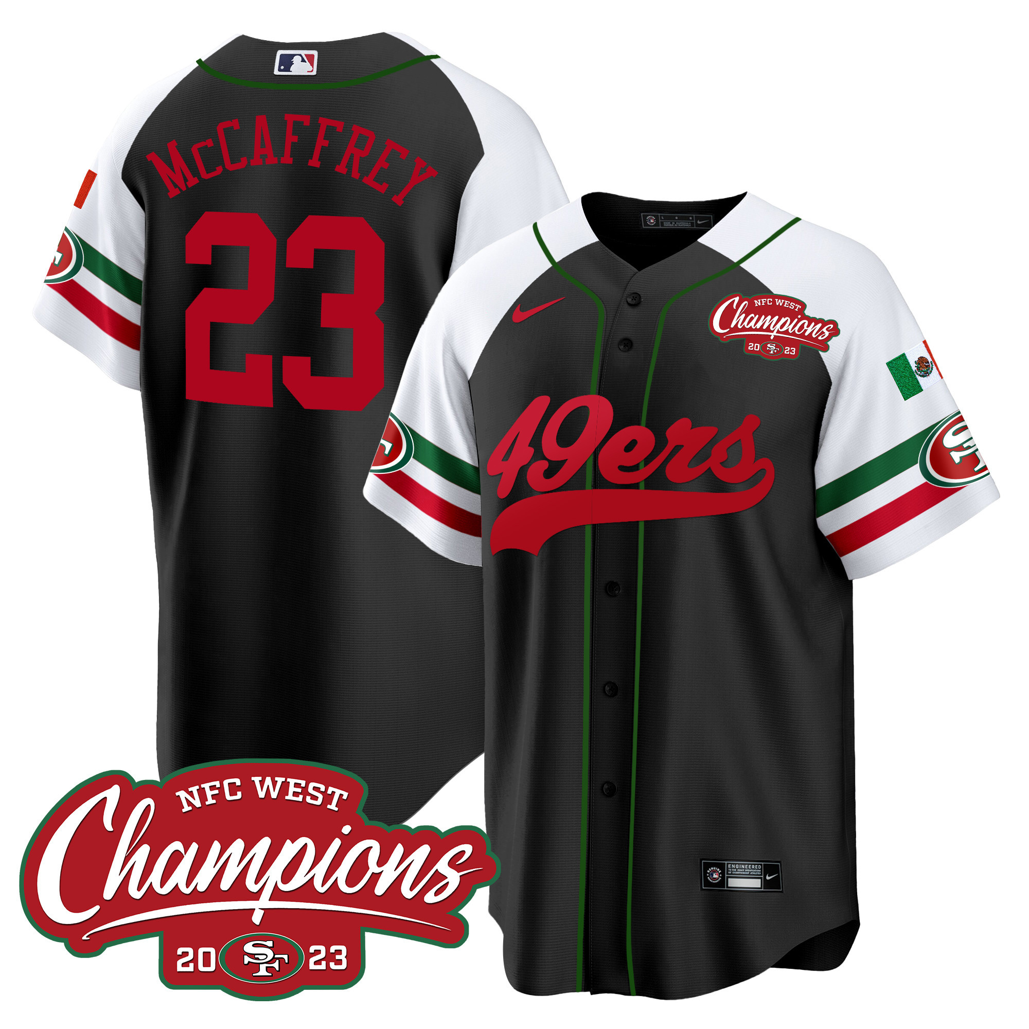 Men's 49ers Mexico 2023 NFC West Champions Baseball Jersey - All Stitched - Image 42