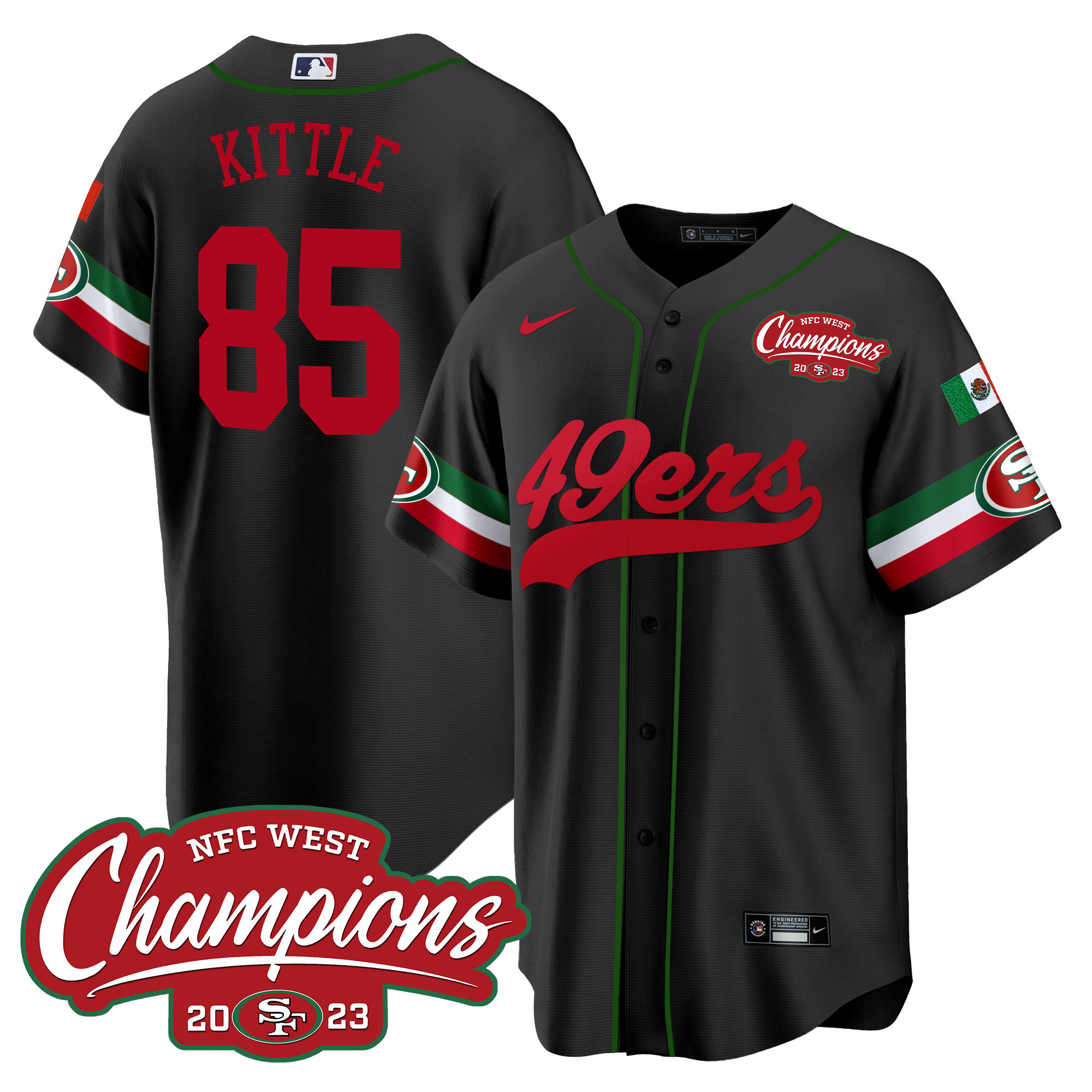 Men's 49ers Mexico 2023 NFC West Champions Baseball Jersey - All Stitched - Image 15