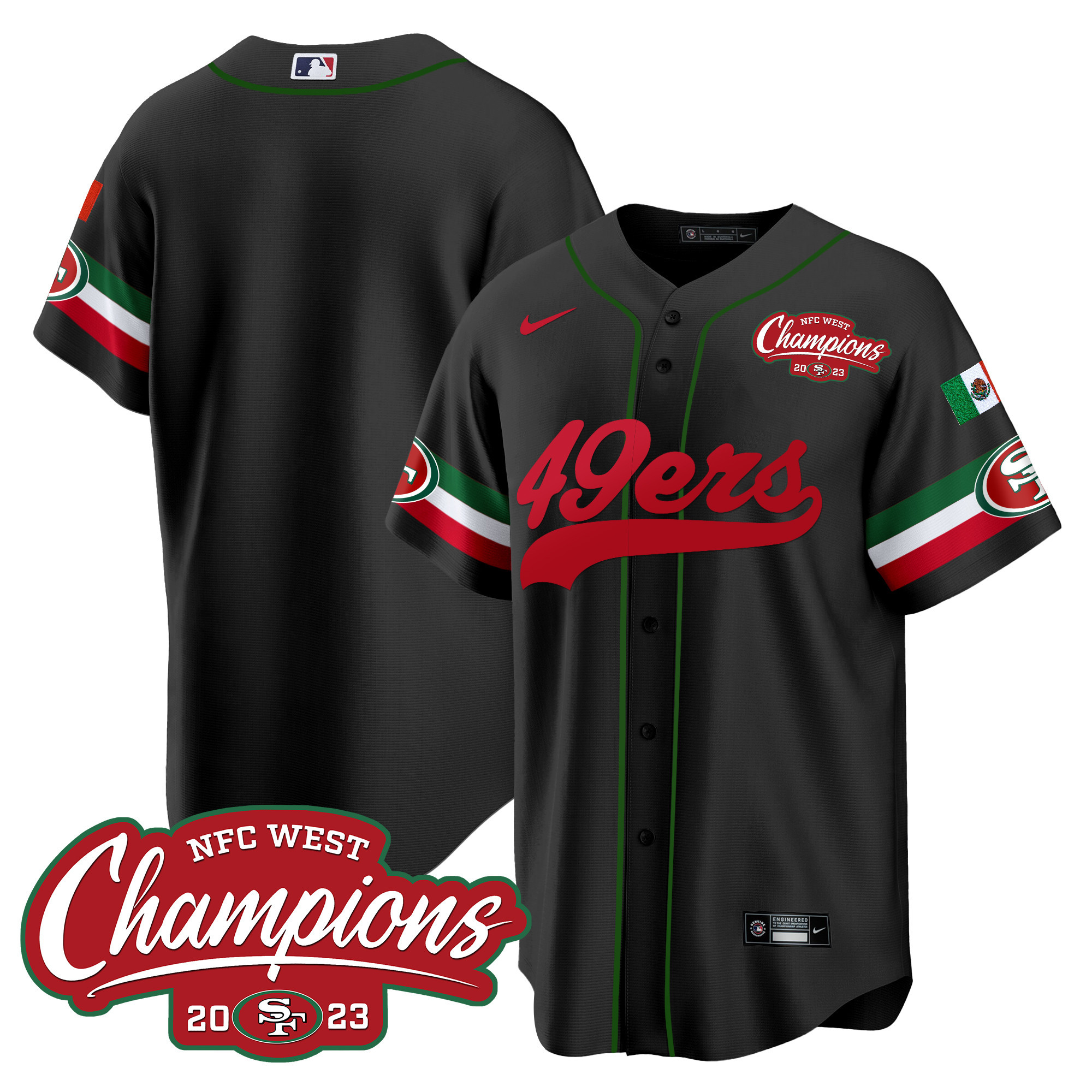 Men's 49ers Mexico 2023 NFC West Champions Baseball Jersey - All Stitched - Image 20