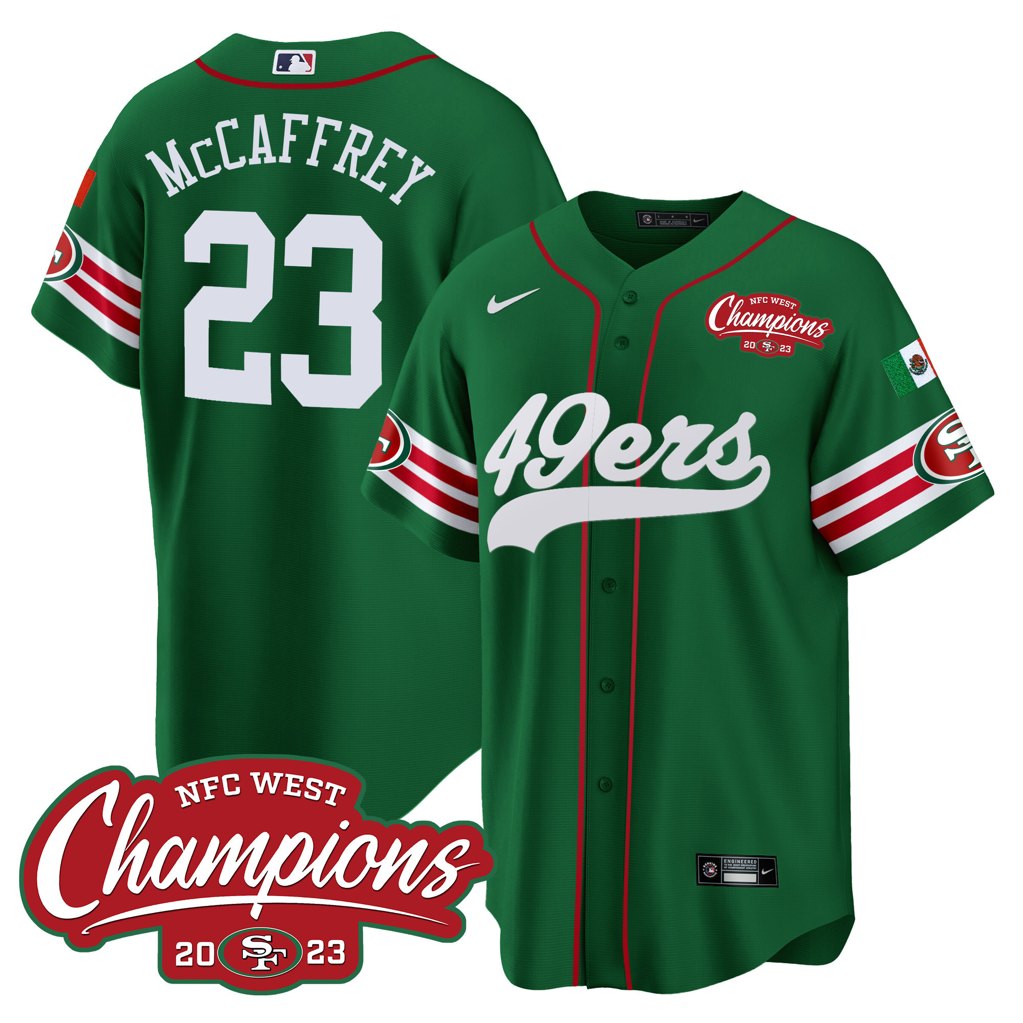 Men's 49ers Mexico 2023 NFC West Champions Baseball Jersey - All Stitched - Image 32