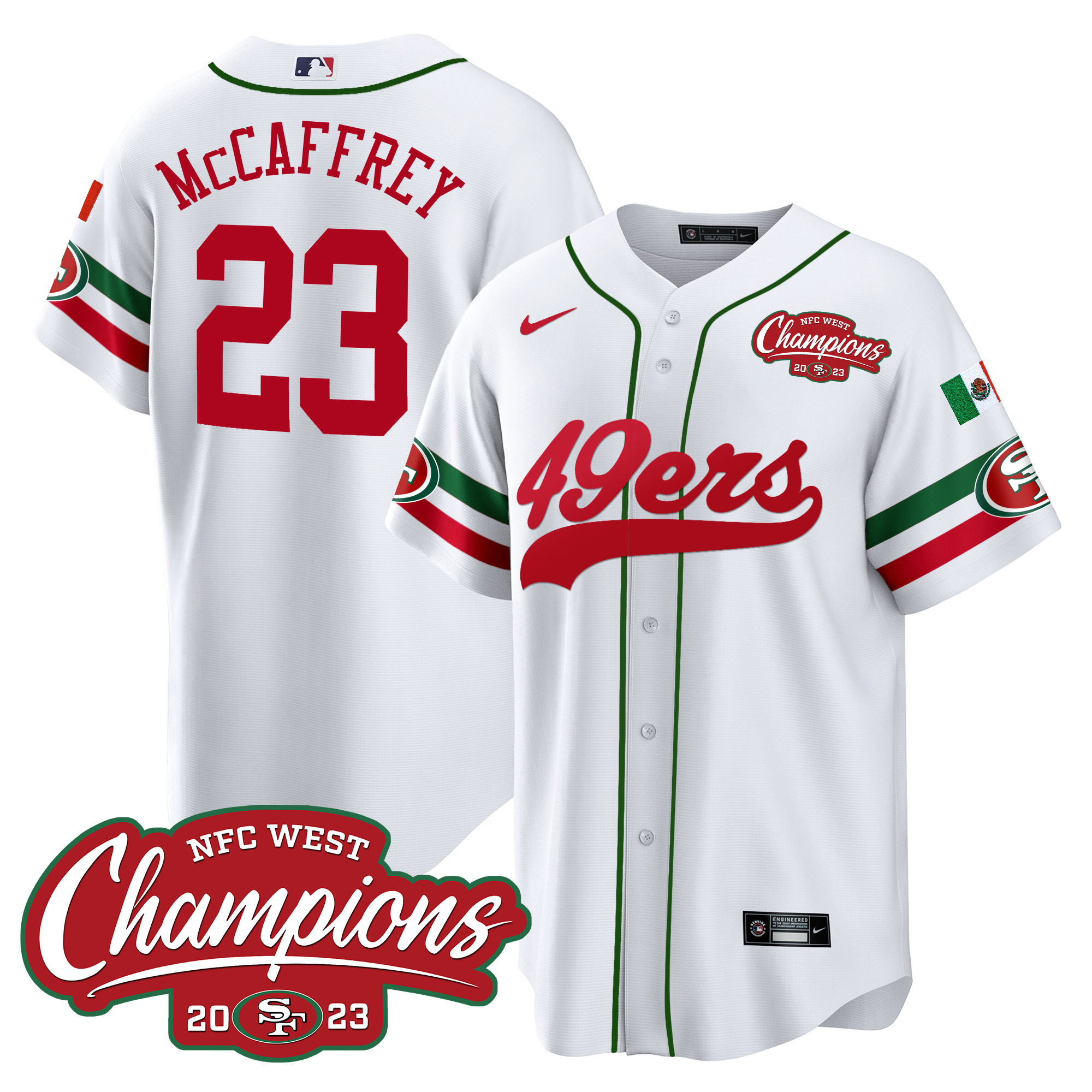 Men's 49ers Mexico 2023 NFC West Champions Baseball Jersey - All Stitched - Image 2
