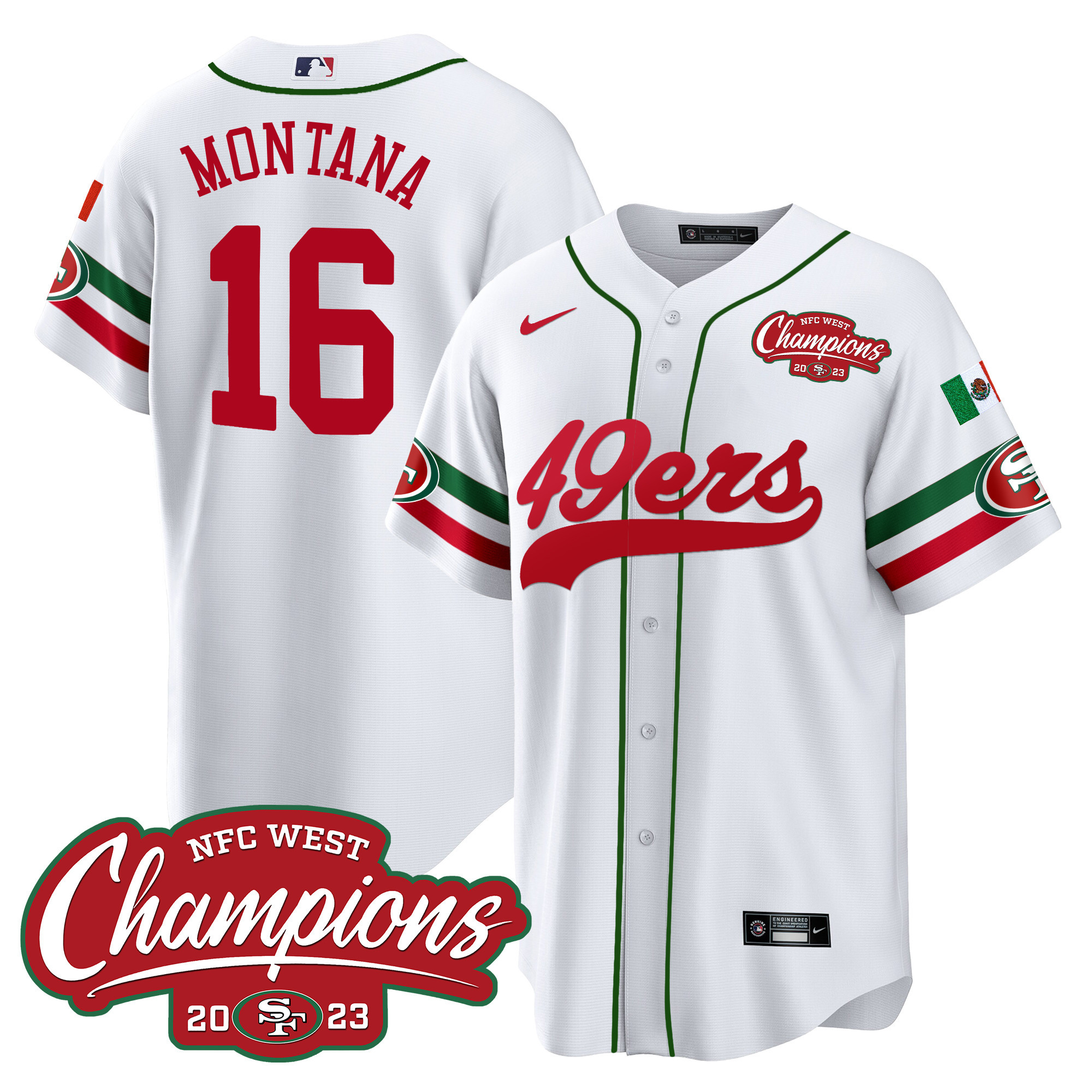 Men's 49ers Mexico 2023 NFC West Champions Baseball Jersey - All Stitched - Image 8