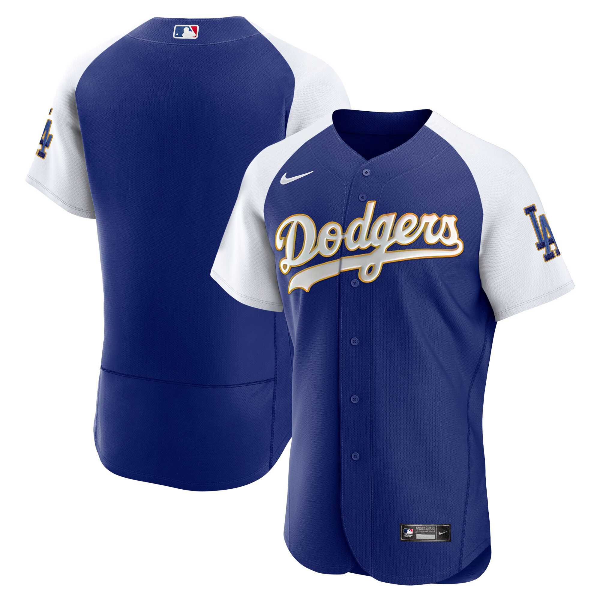 Men's Los Angeles Dodgers Gold Trim Flex Base Jersey - All Stitched - Image 20