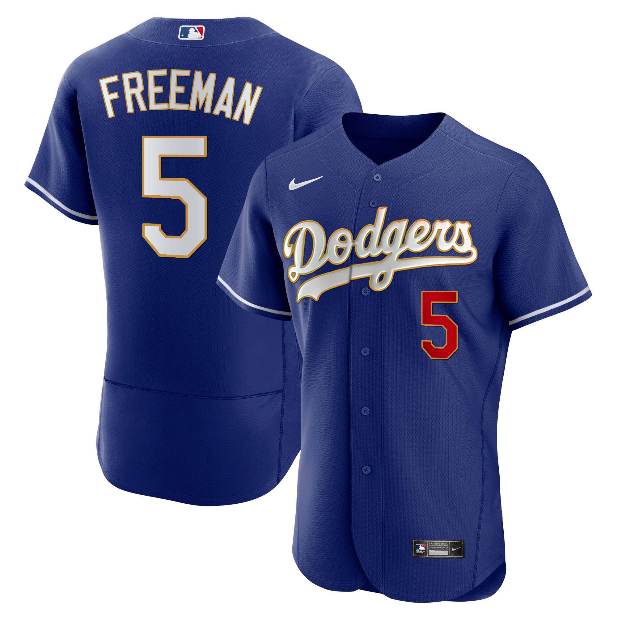 Men's Los Angeles Dodgers Gold Trim Flex Base Jersey - All Stitched - Image 32