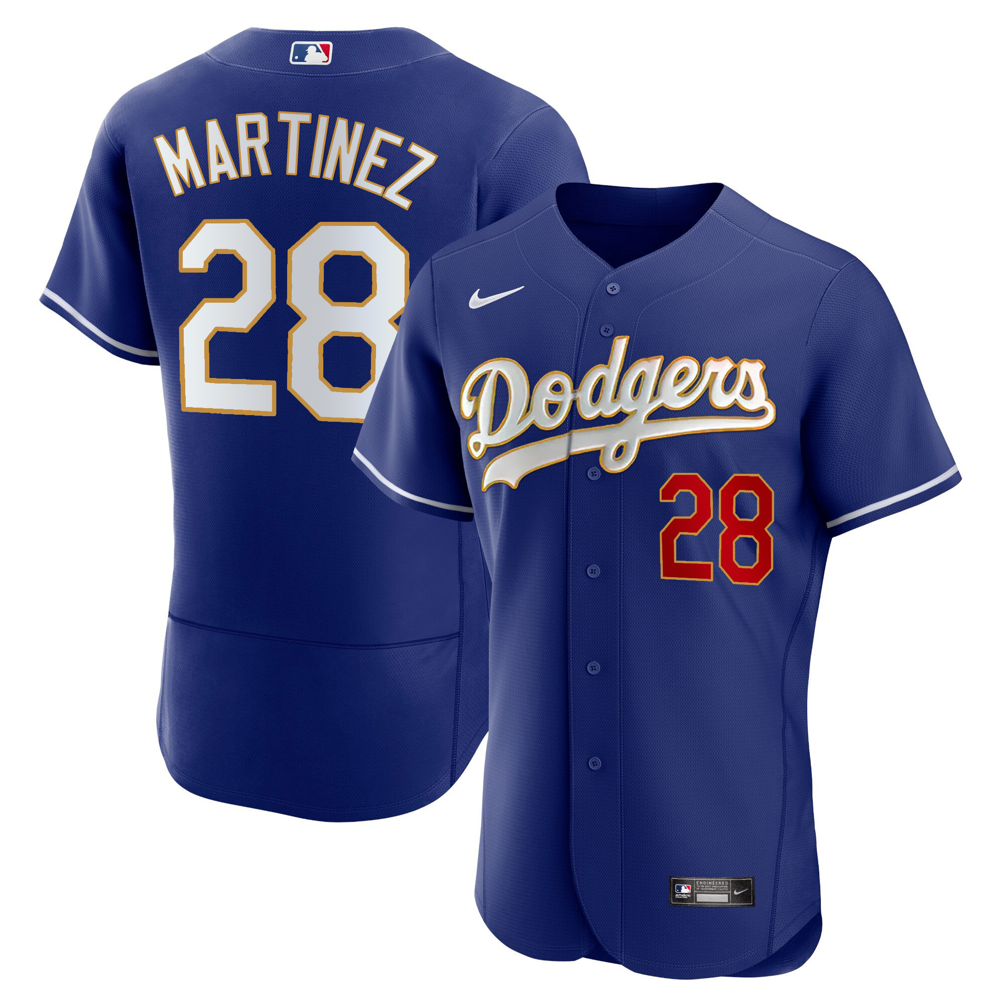 Men's Los Angeles Dodgers Gold Trim Flex Base Jersey - All Stitched - Image 37