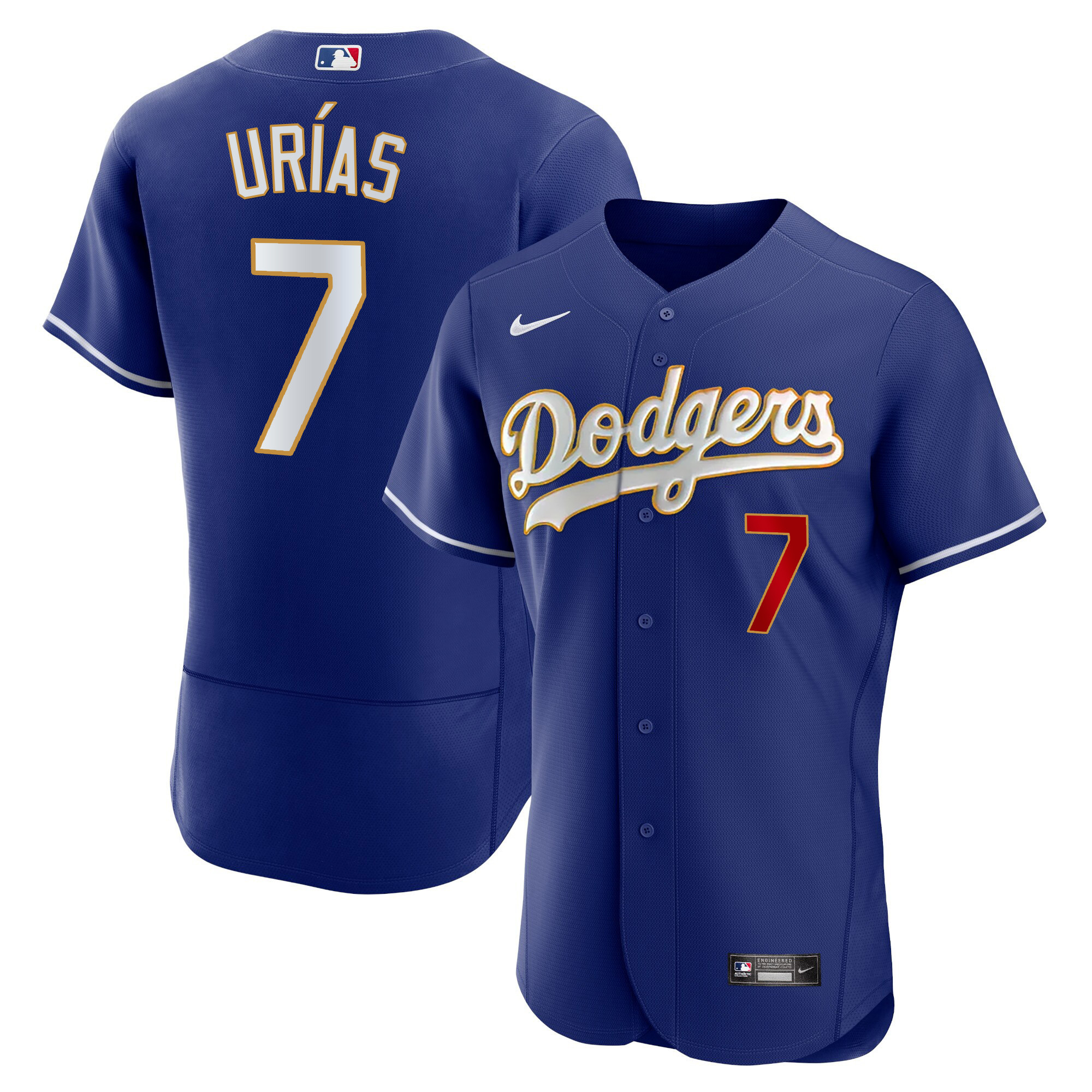 Men's Los Angeles Dodgers Gold Trim Flex Base Jersey - All Stitched - Image 39