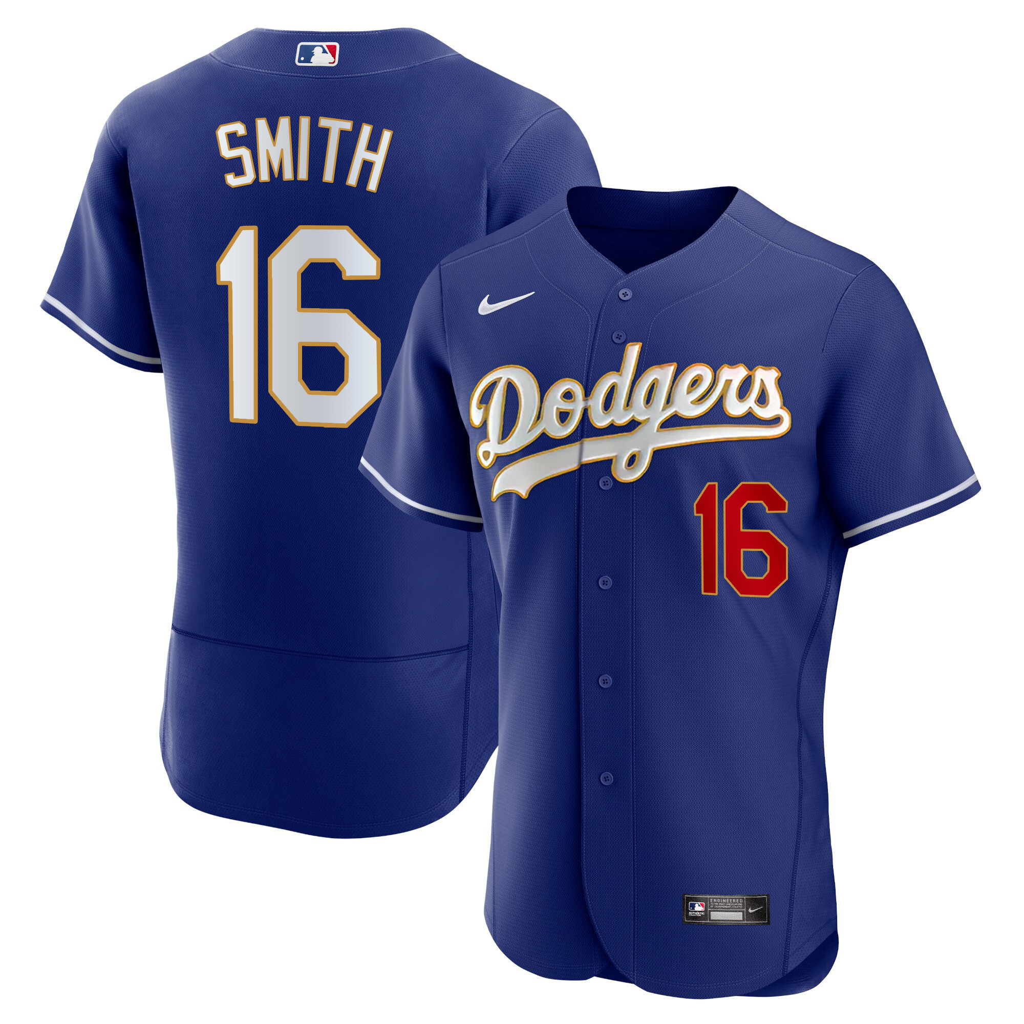 Men's Los Angeles Dodgers Gold Trim Flex Base Jersey - All Stitched - Image 35